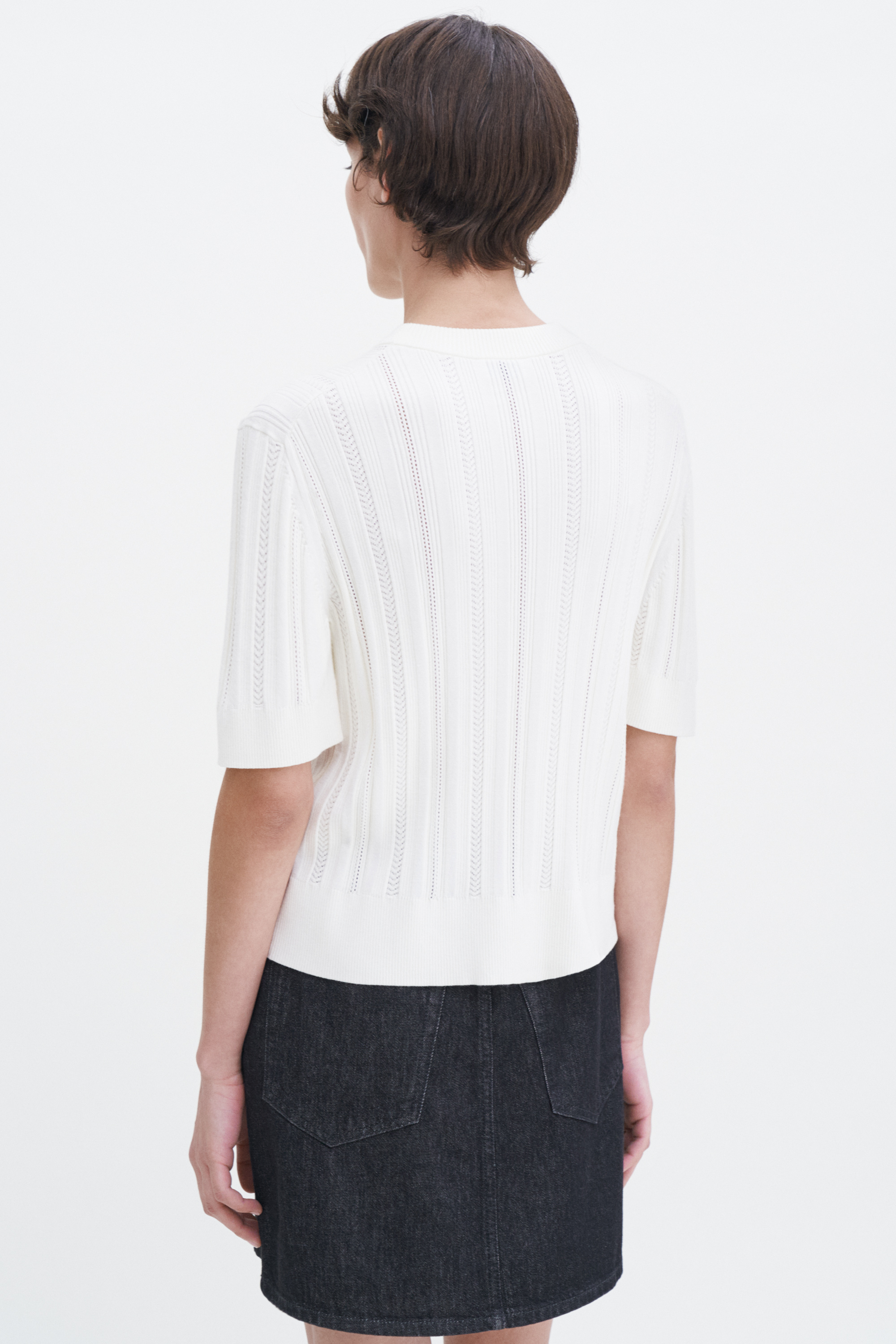 Filippa K Braid Knit Tshirt In White