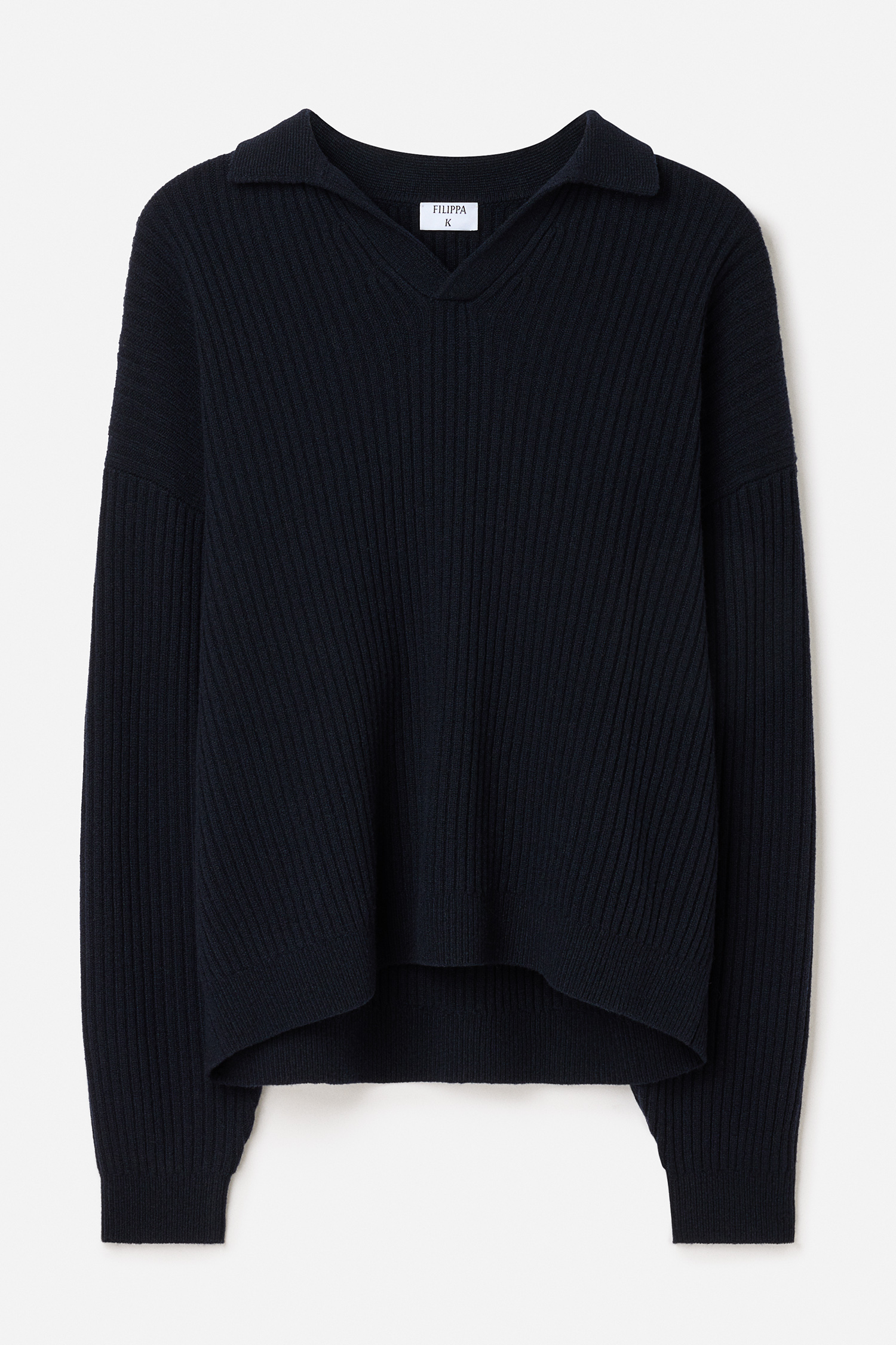Filippa K Ribbed Wool Polo Shirt In Blue