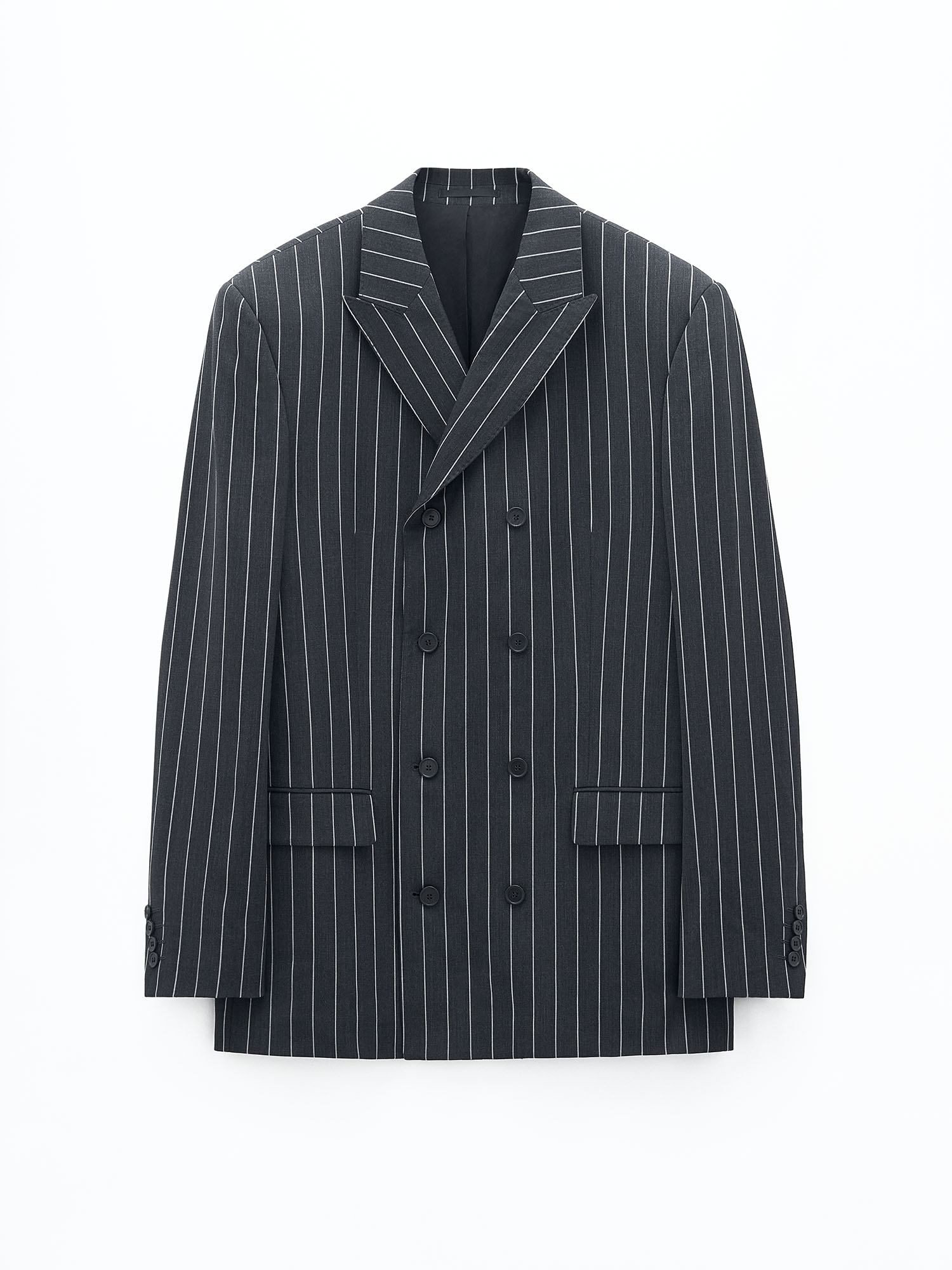 Filippa K Double Breasted Pinstripe Blazer In Stripes,prints