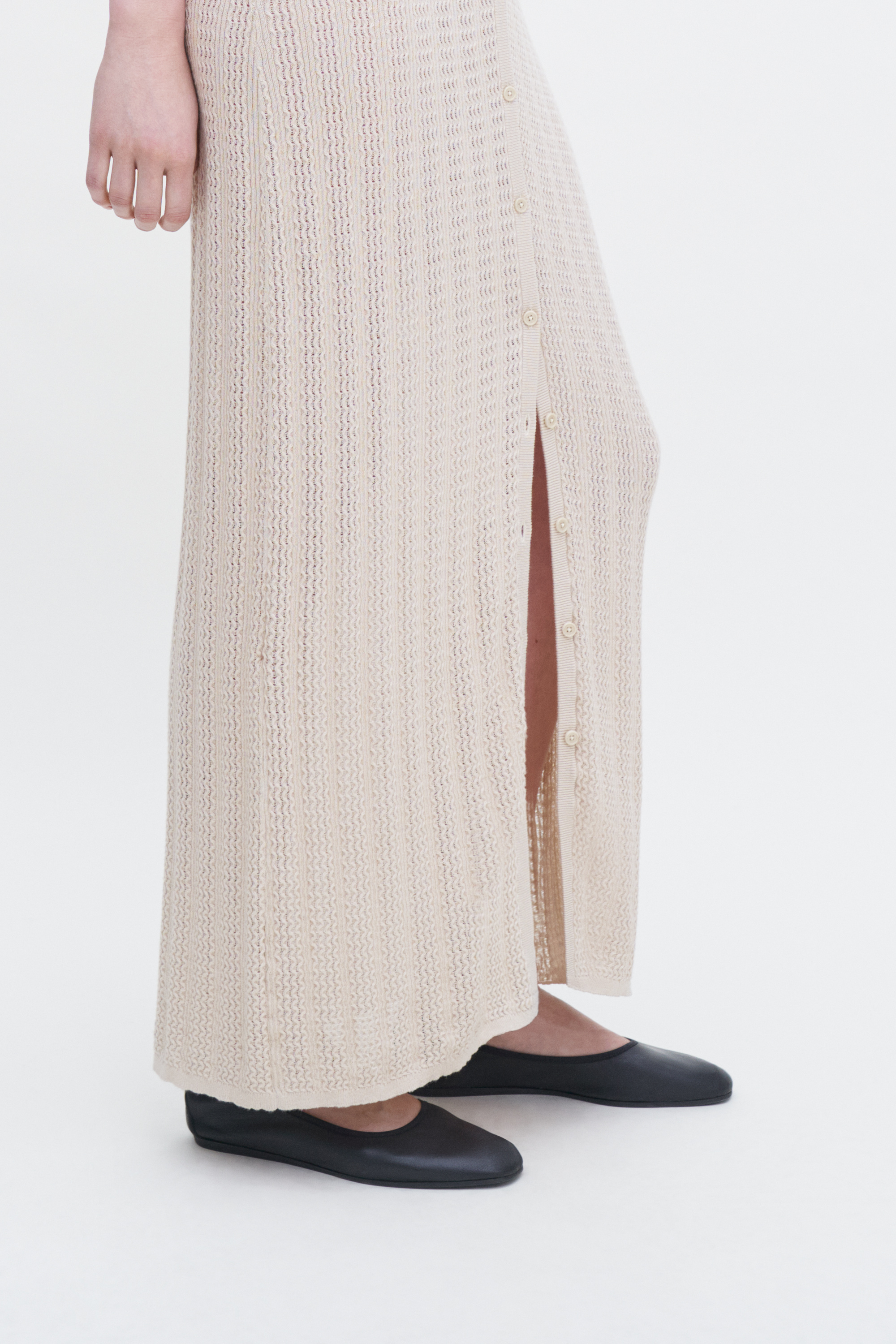 Filippa K Buttoned Lace Knit Dress In Beige