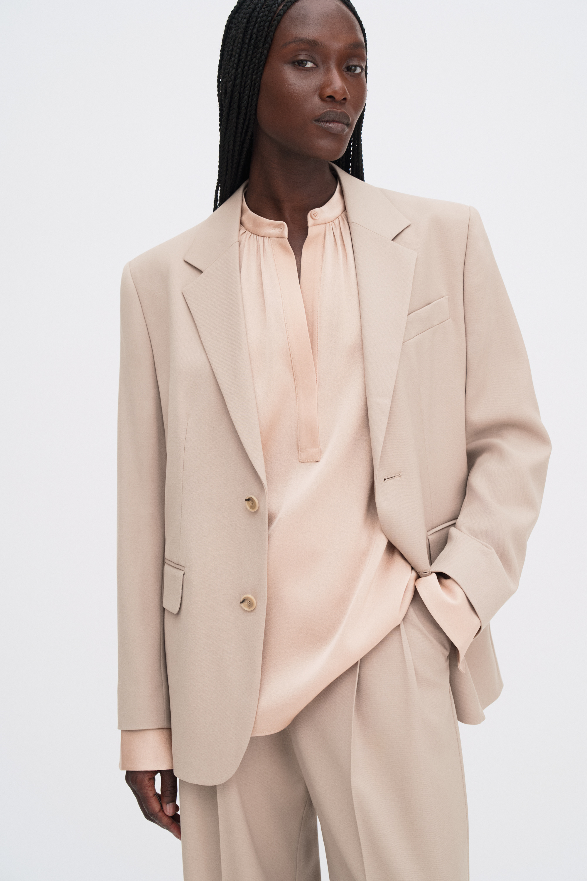 Filippa K Gathered Raglan Blouse In Pink