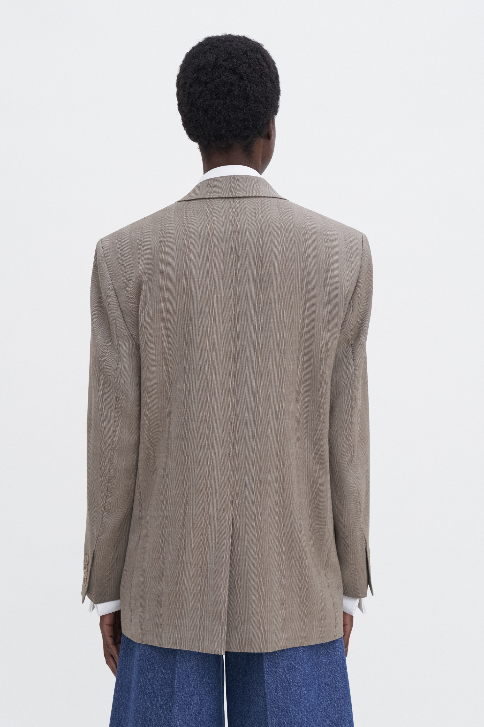 Filippa K Tailored Herringbone Blazer In Beige