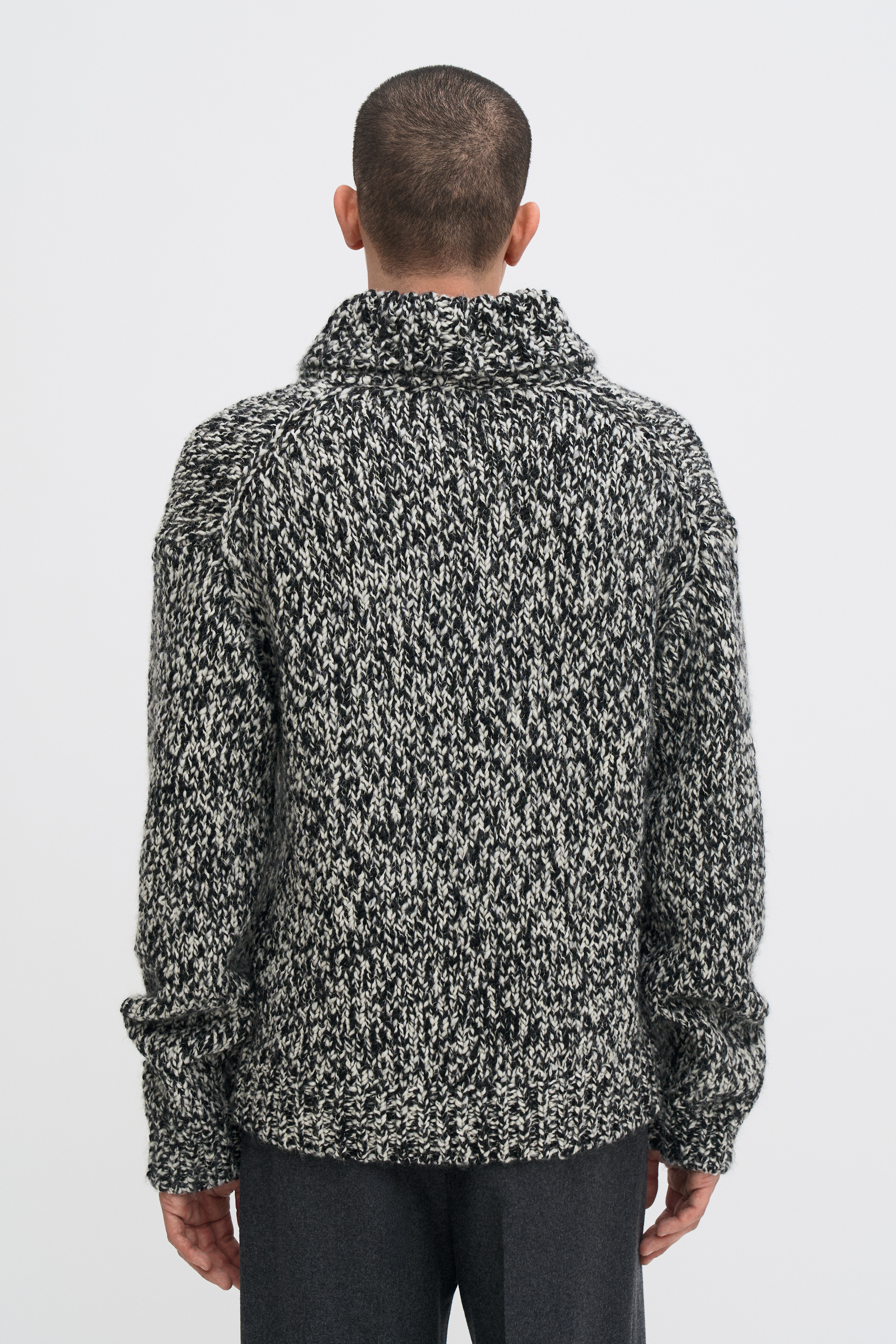 Filippa K Shawl Collar Mouliné Sweater In Gray