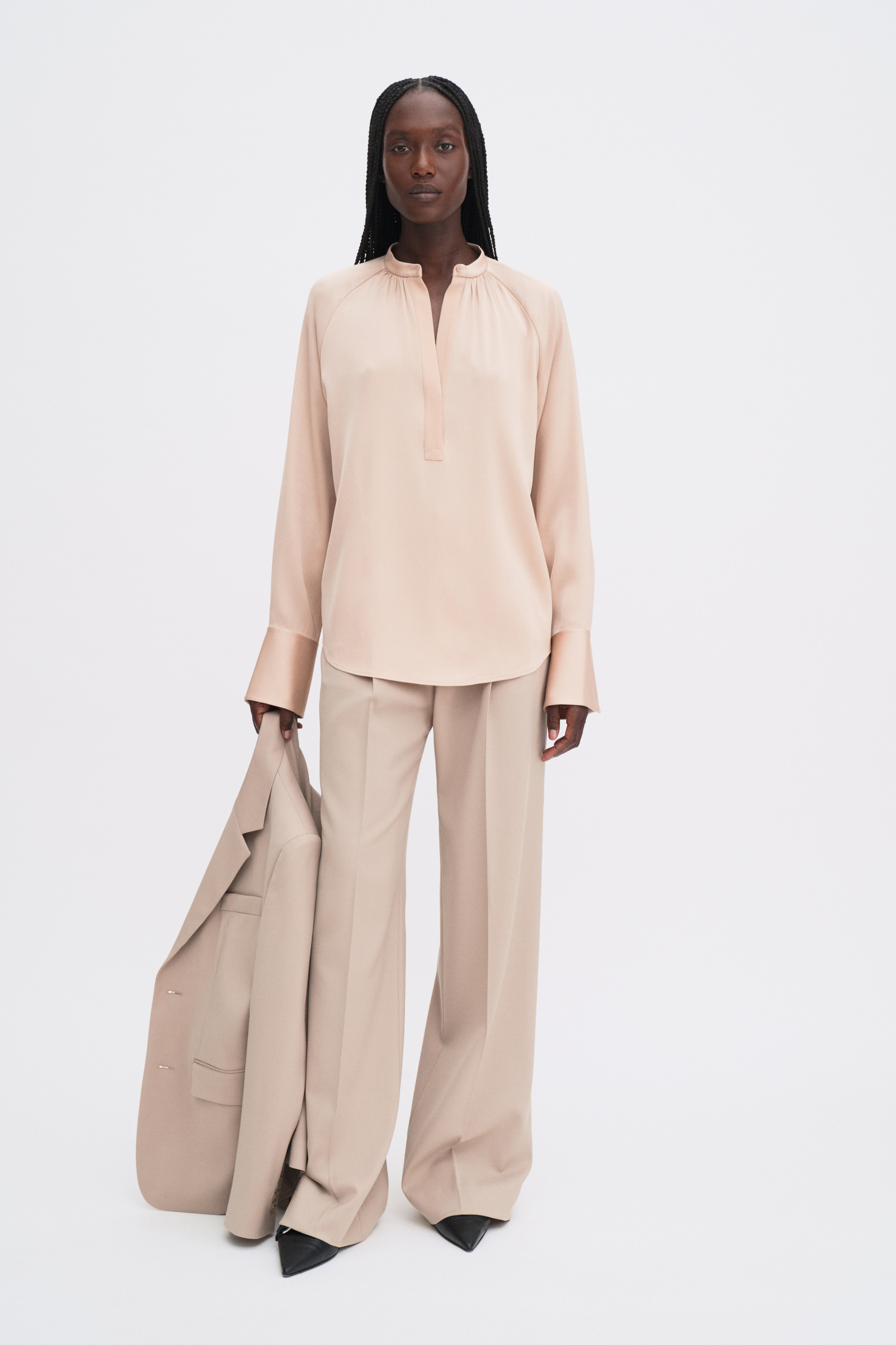 Filippa K Gathered Raglan Blouse In Pink