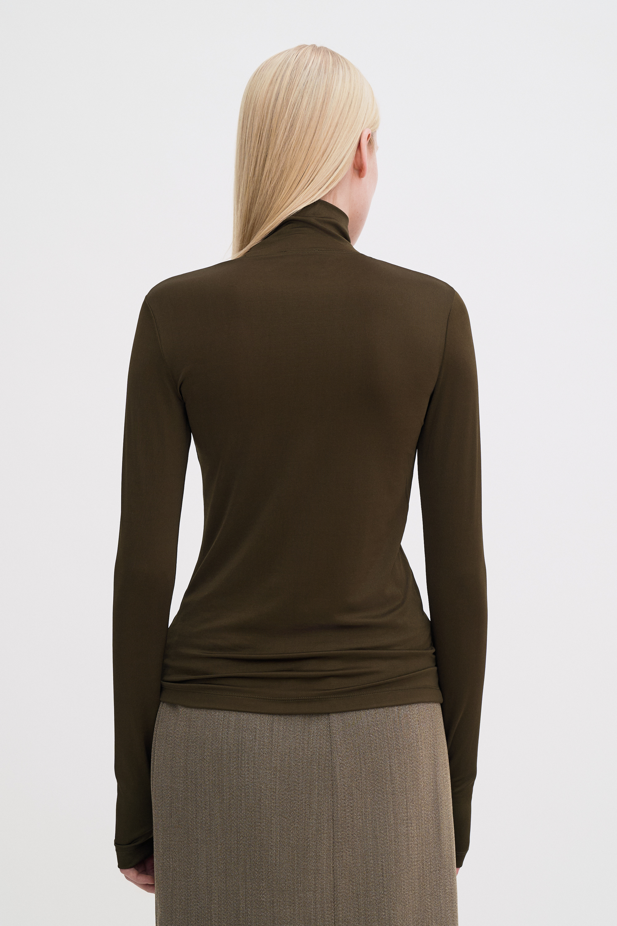 Filippa K Fitted Jersey Turtleneck In Green