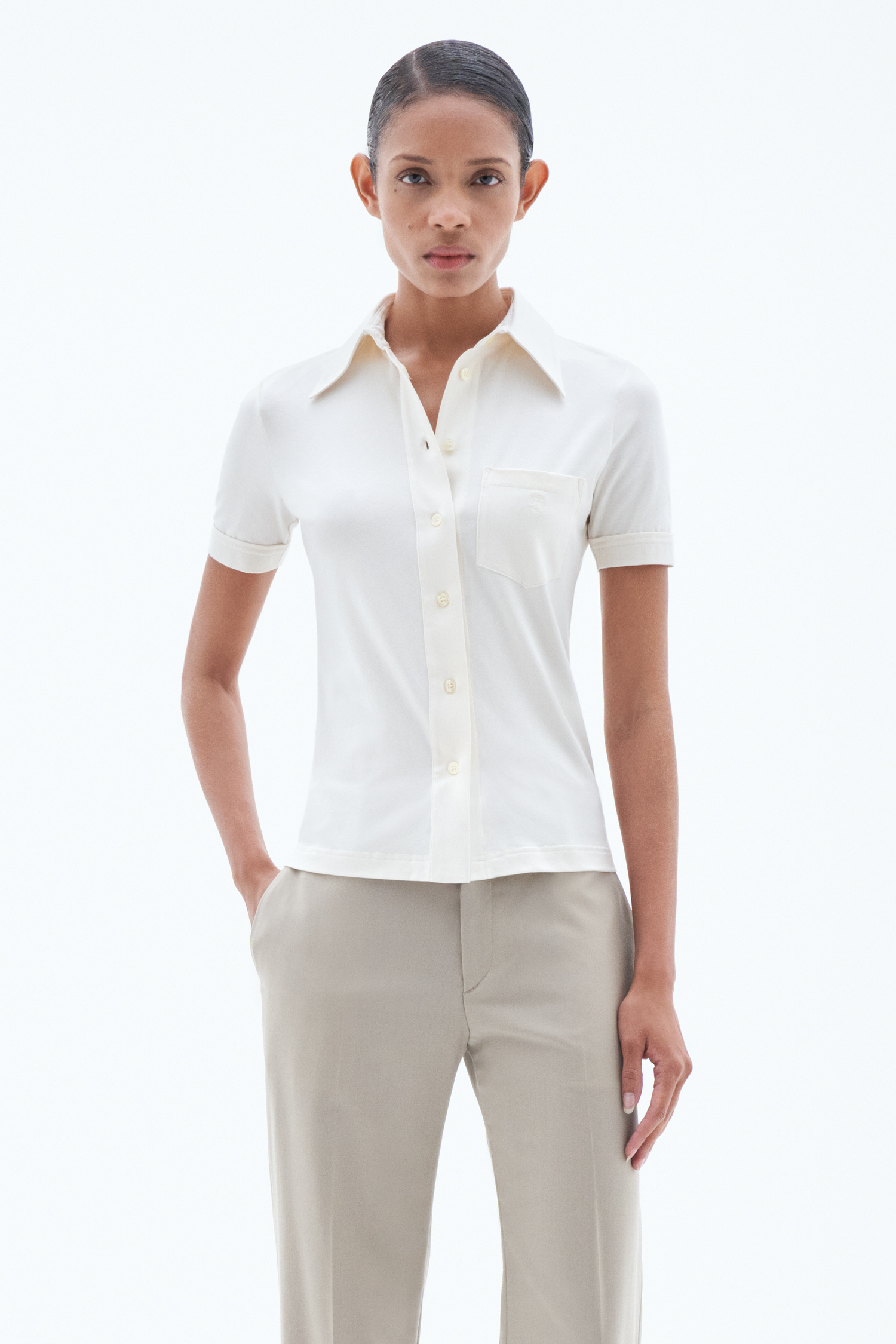 Filippa K Jersey Short Sleeve Shirt In White