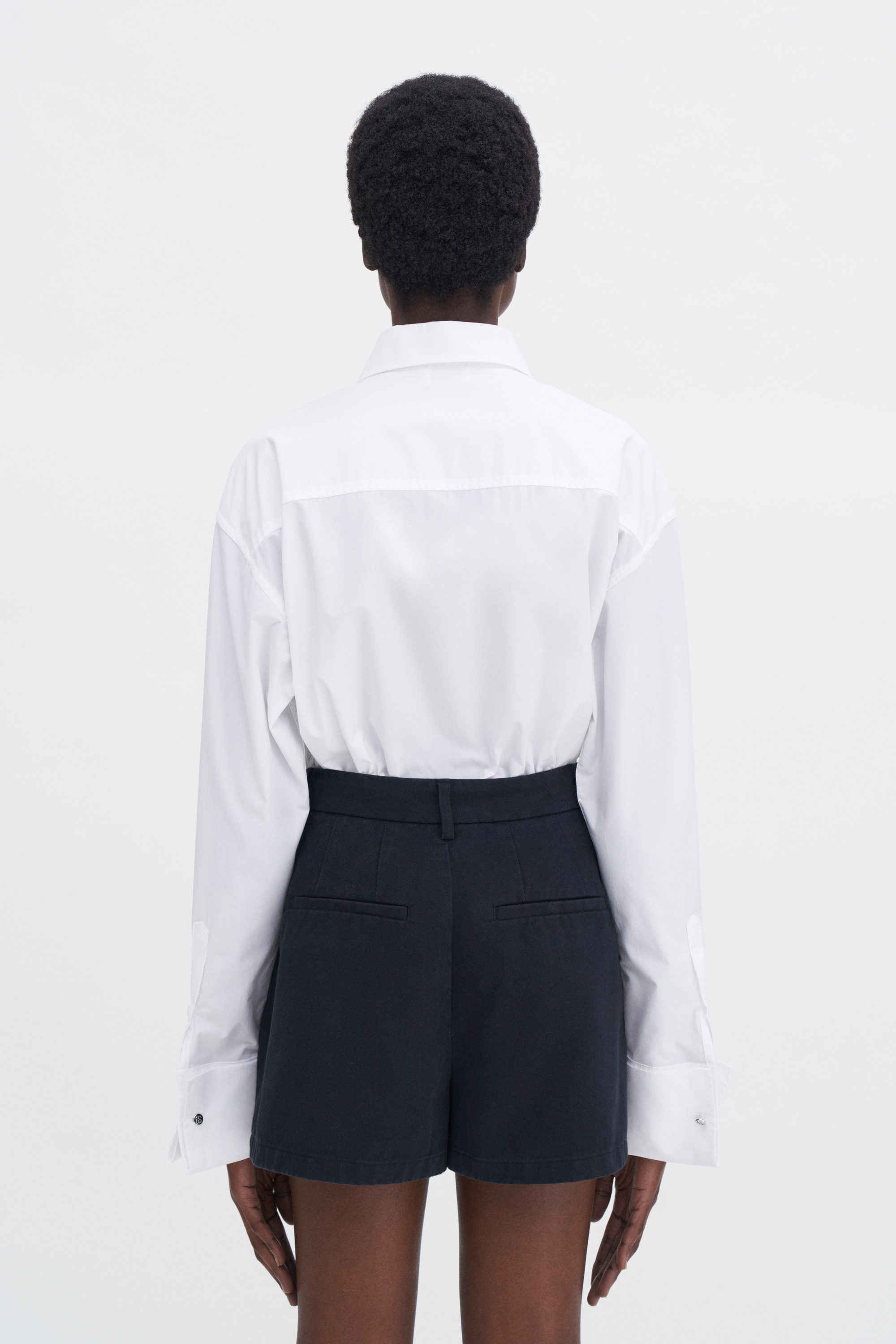 Filippa K High Waist Pleated Cotton Shorts In Black