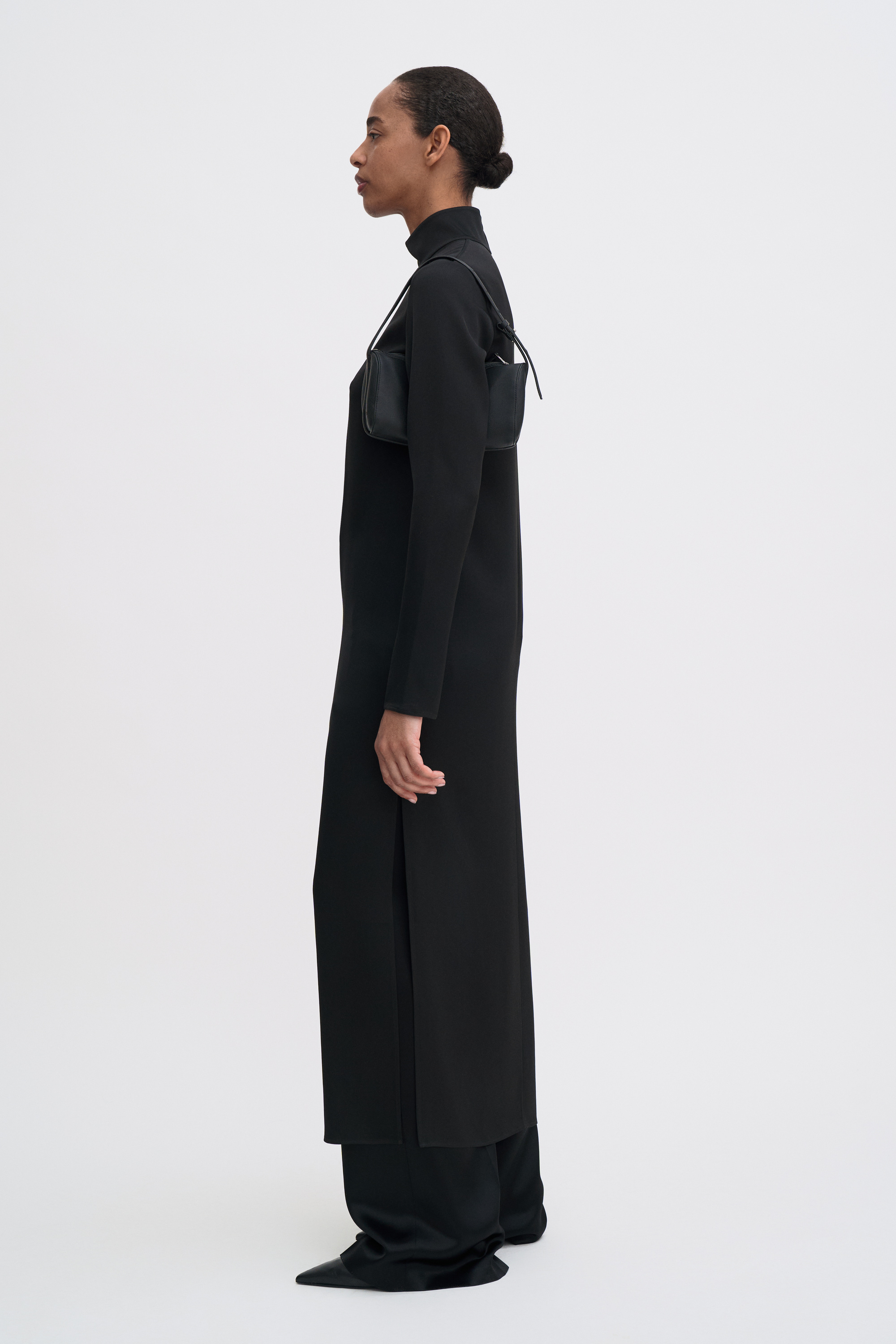 Filippa K Turtleneck Satin Dress In Black