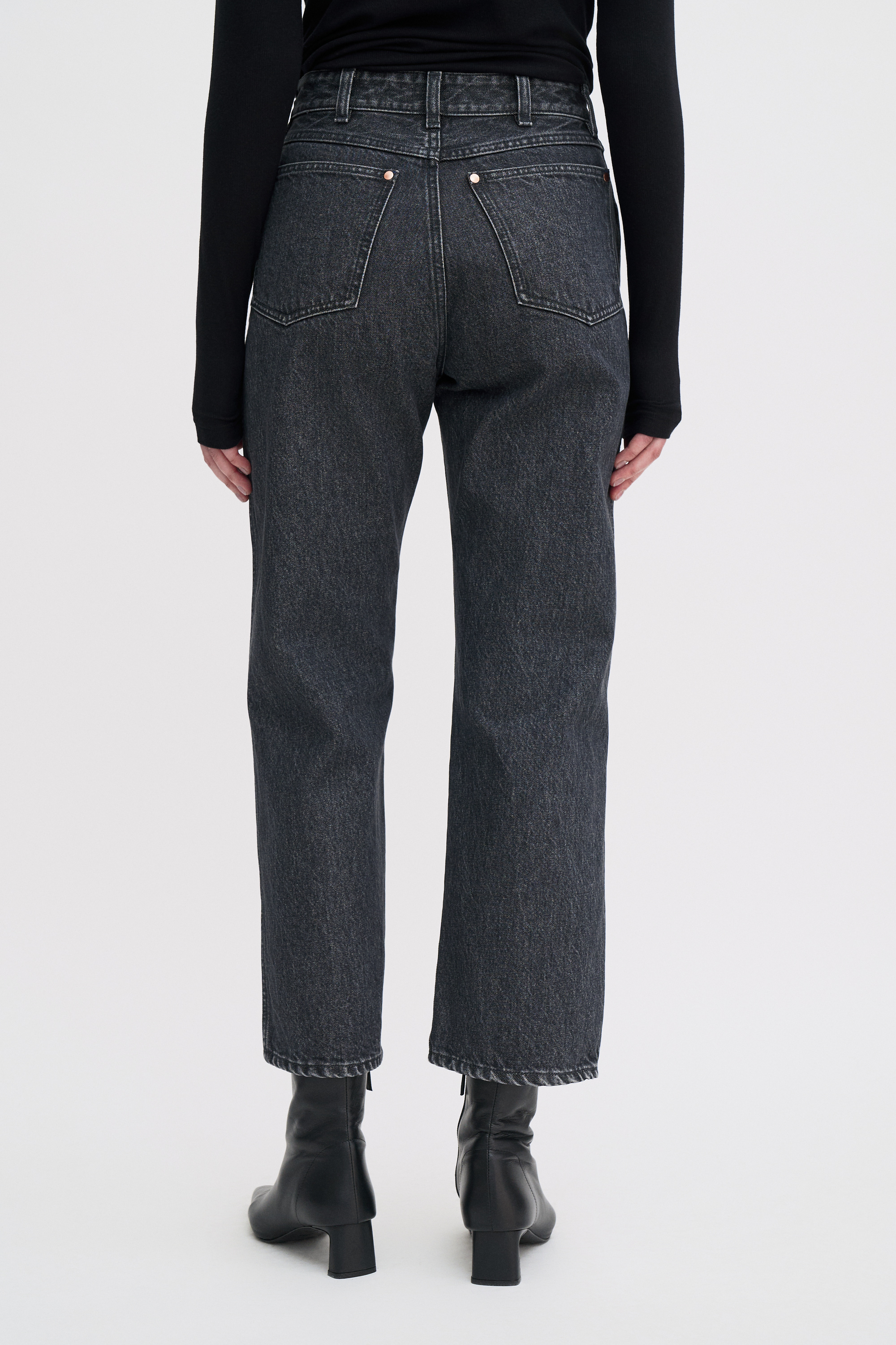 Filippa K High Waisted Cropped Jeans In Black