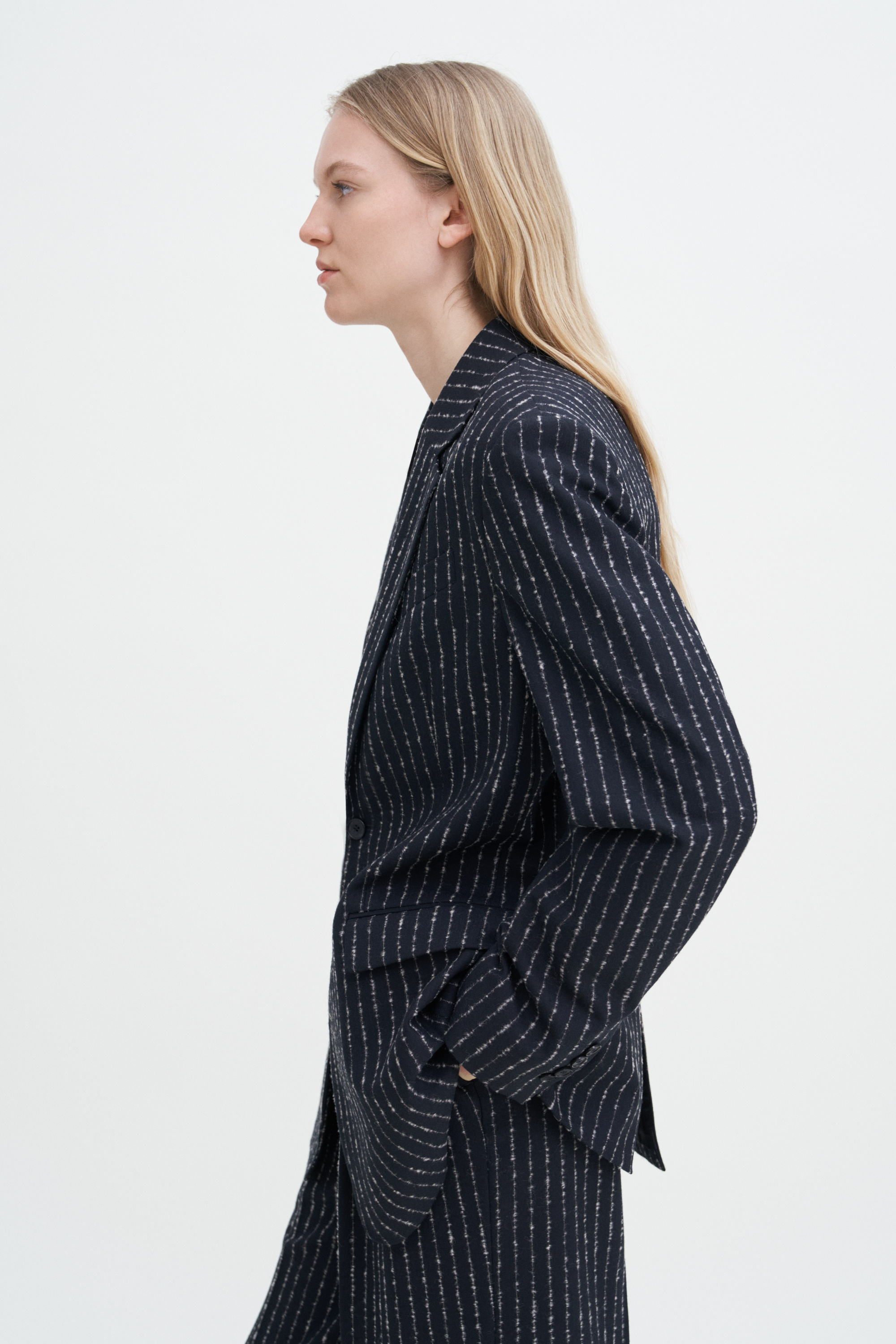 Filippa K Davina Pinstripe Blazer In Black
