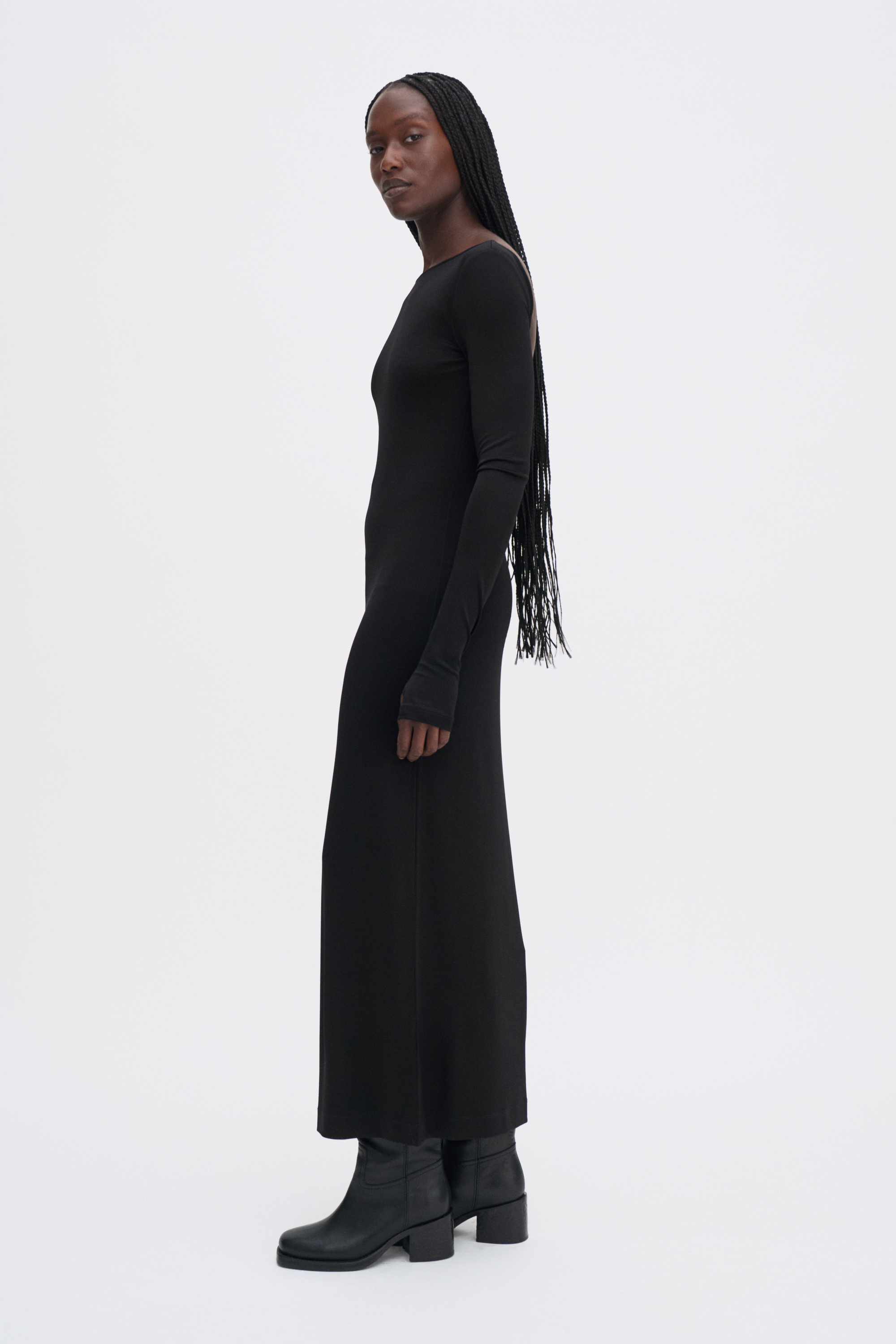 Filippa K Scooped Back Jersey Dress In Black
