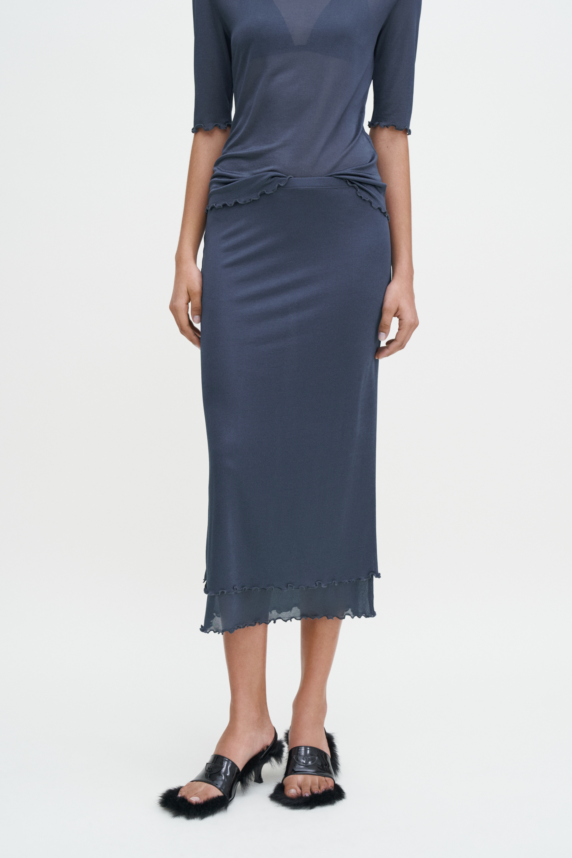 Filippa K Layered Frill Crepe Skirt