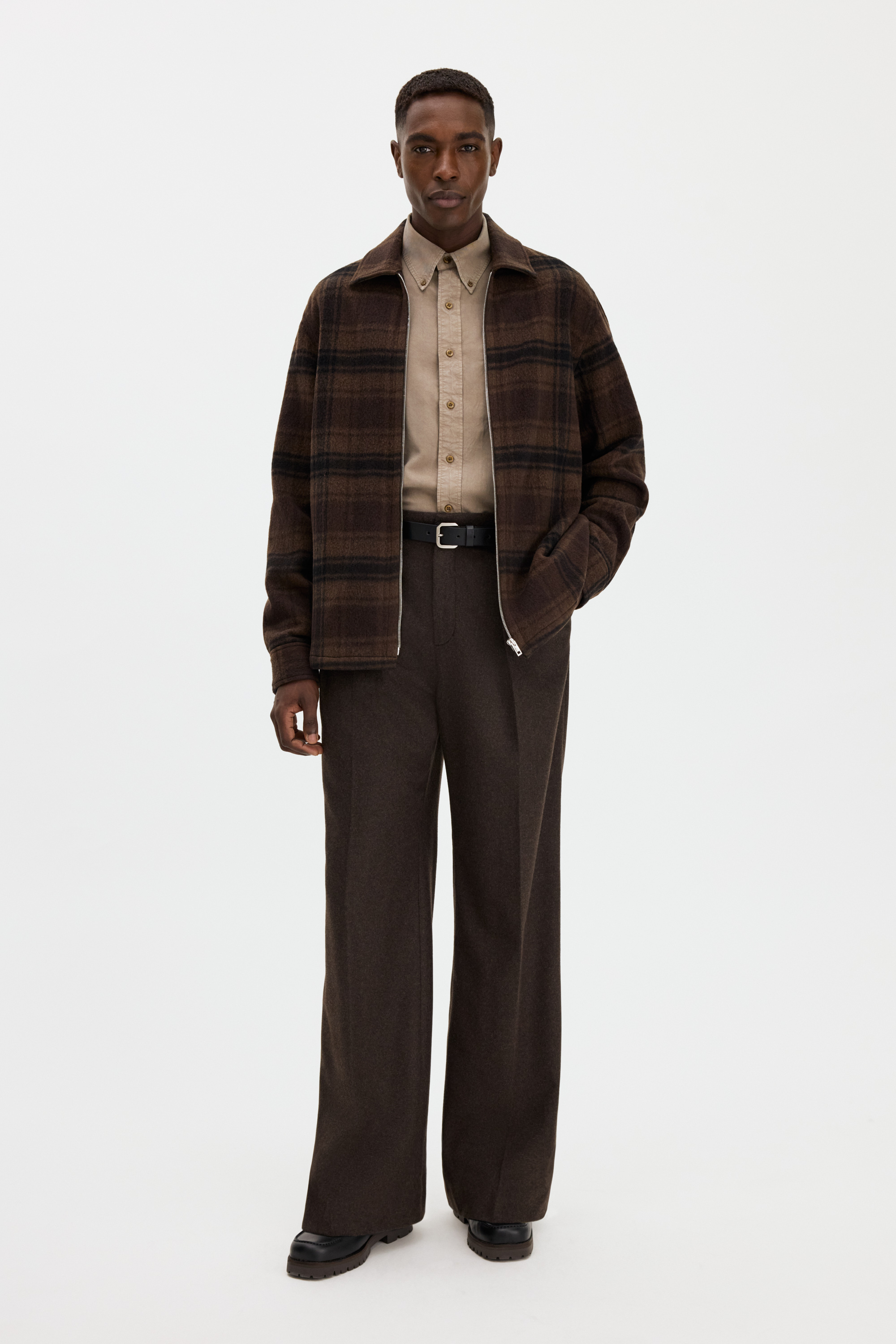 Filippa K Check Wool Liner Jacket In Brown Check