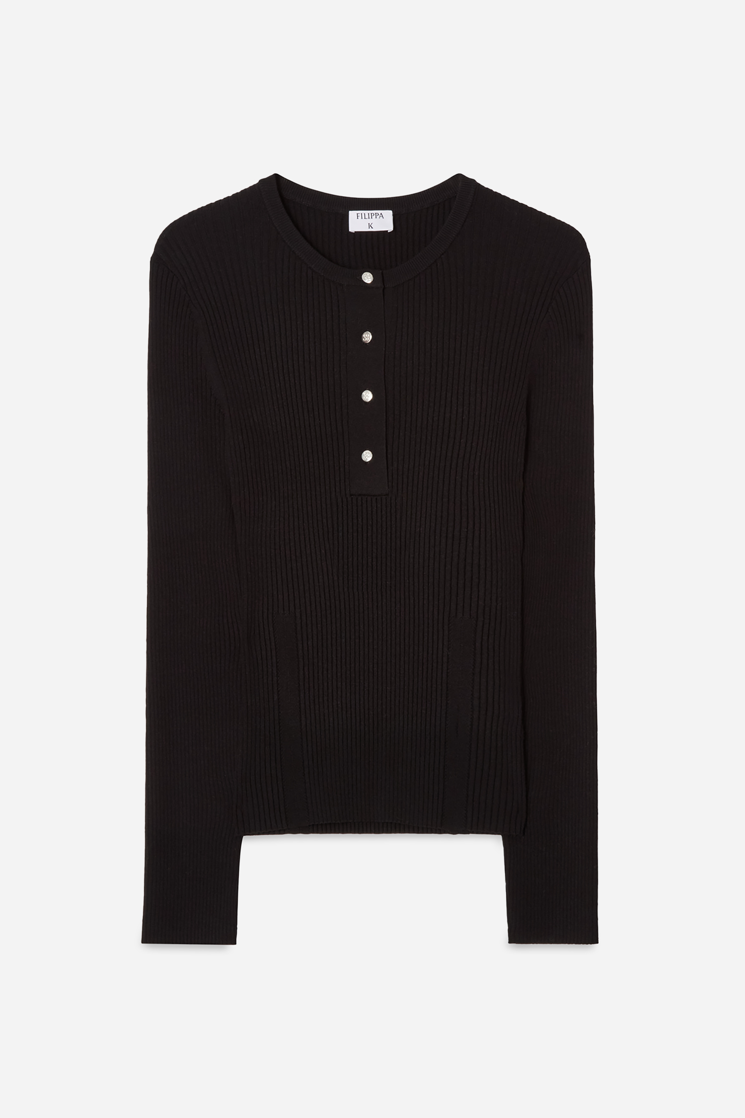 Filippa K Ribbed Knit Henley In Black