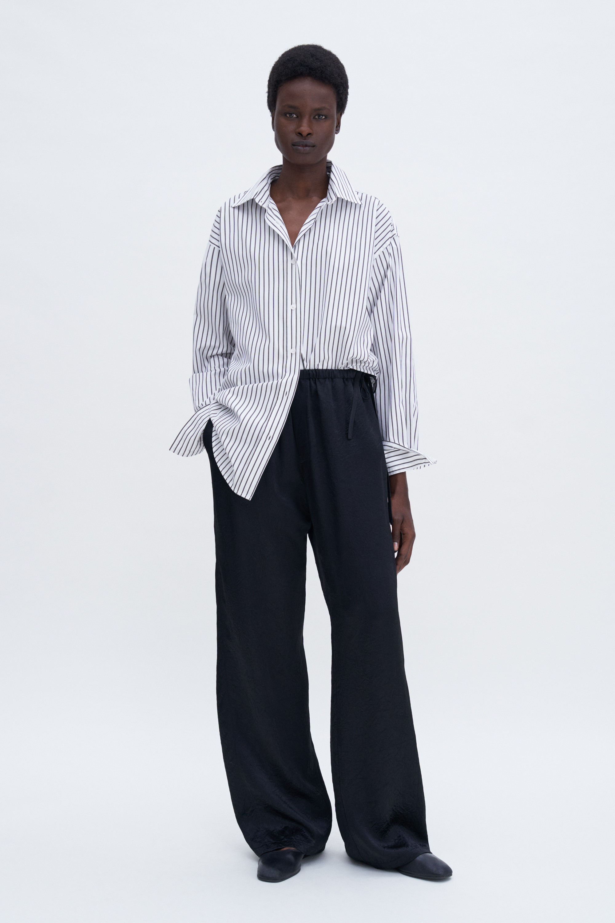 Filippa K Casual Crinkle Trousers In Black | ModeSens