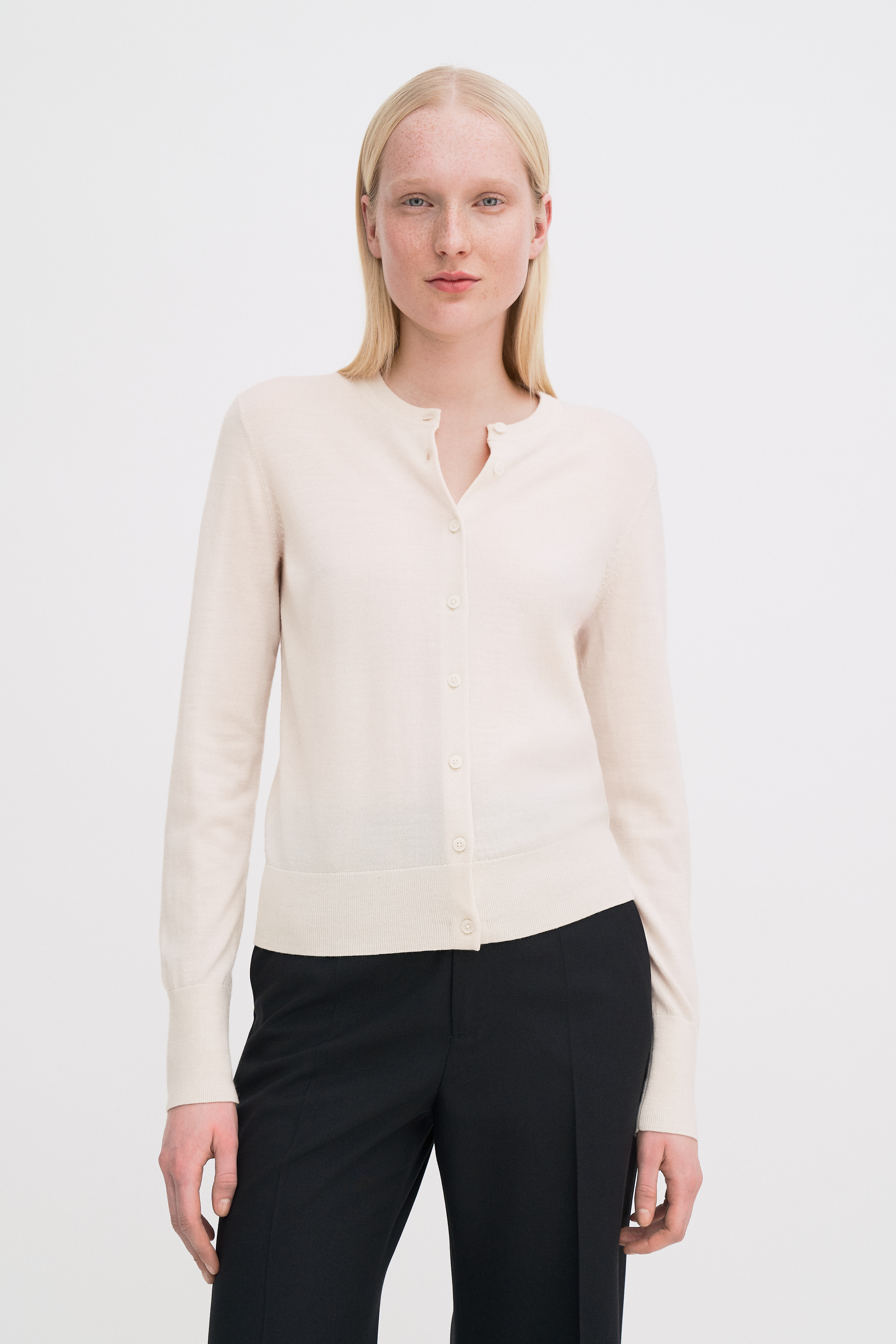 Filippa K Merino Short Cardigan In White