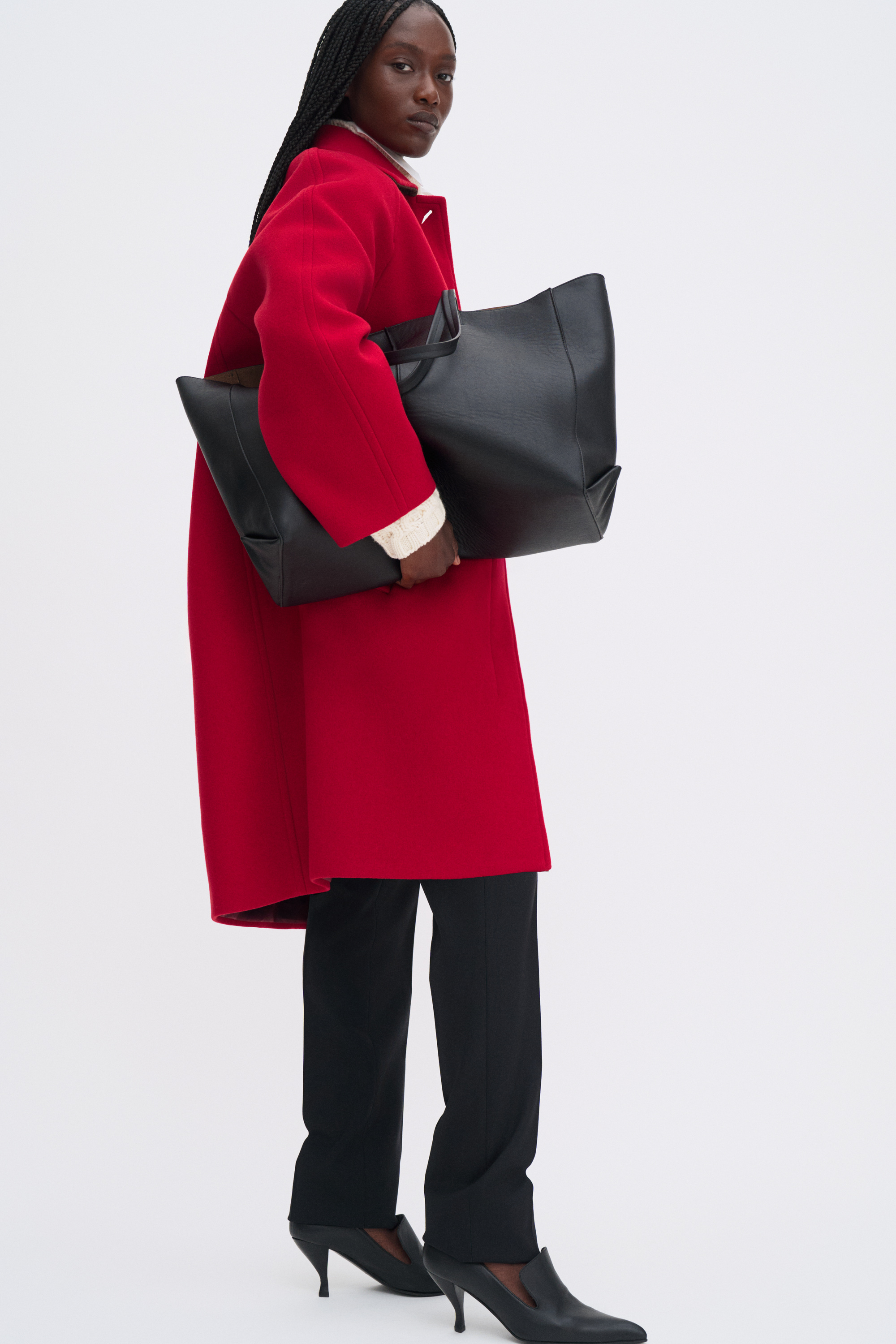 Filippa K Cocoon Coat In Red