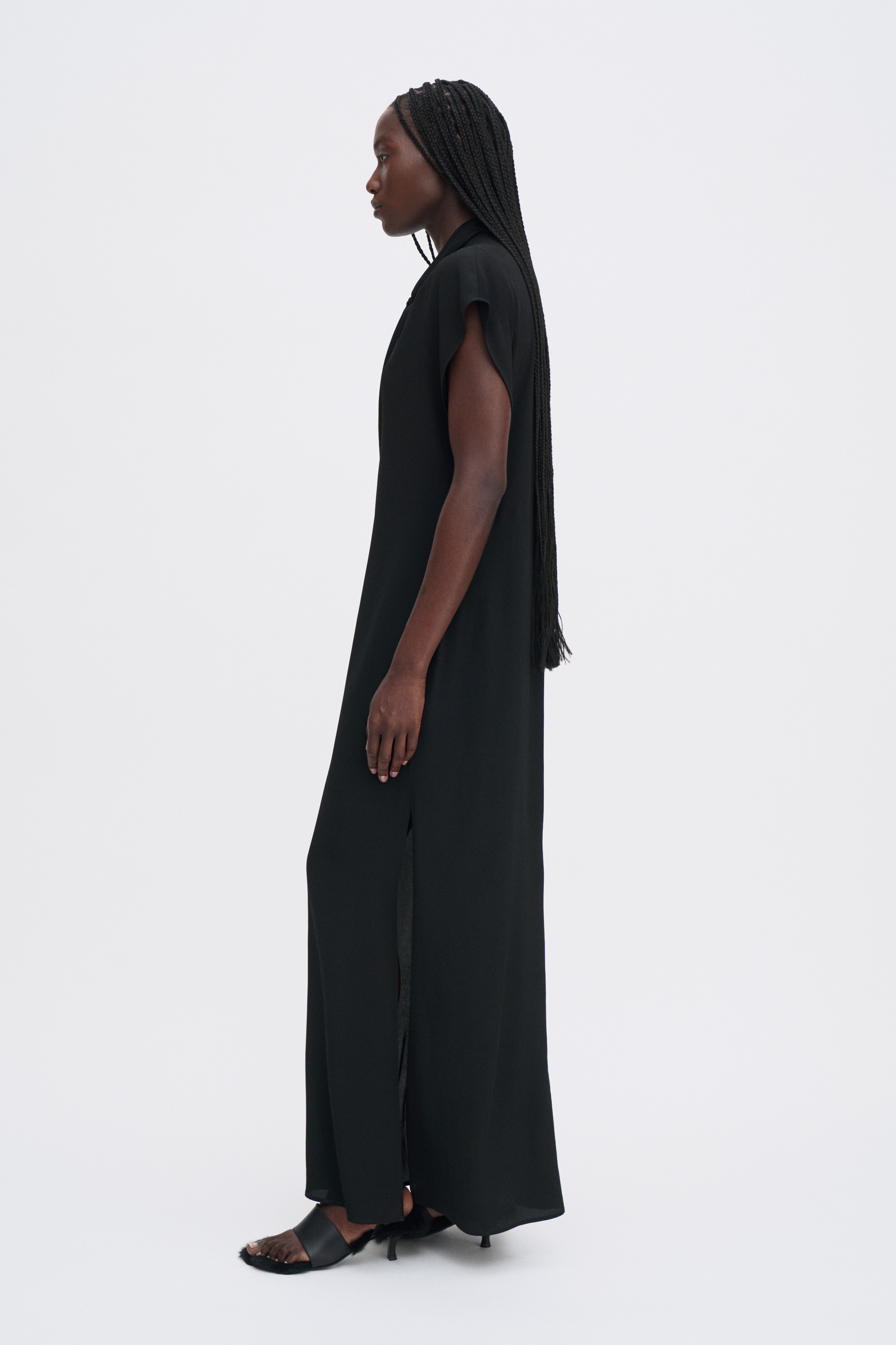 Filippa K Long Tie-neck Dress In Black
