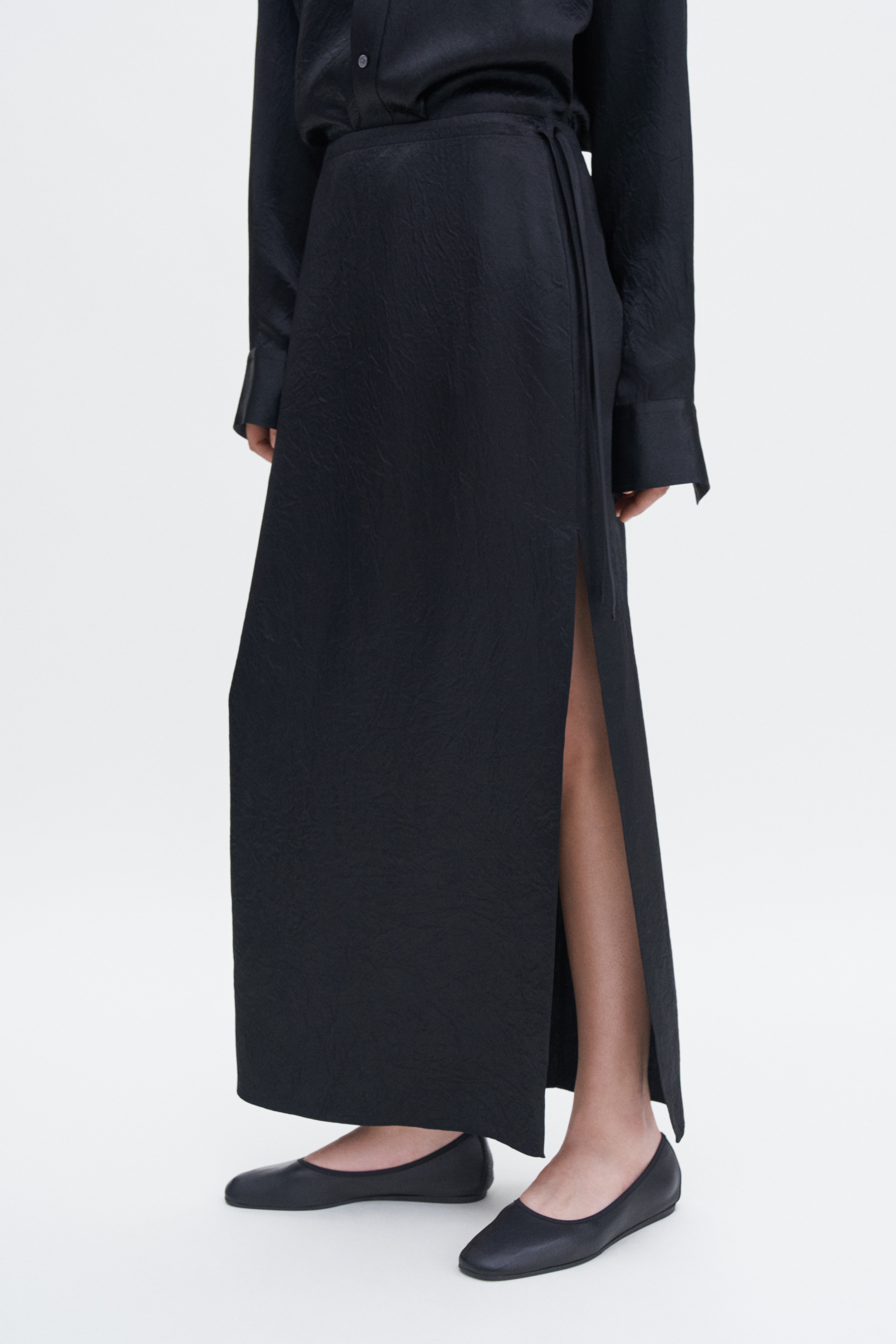 Filippa K Crinkled Pencil Skirt In Black
