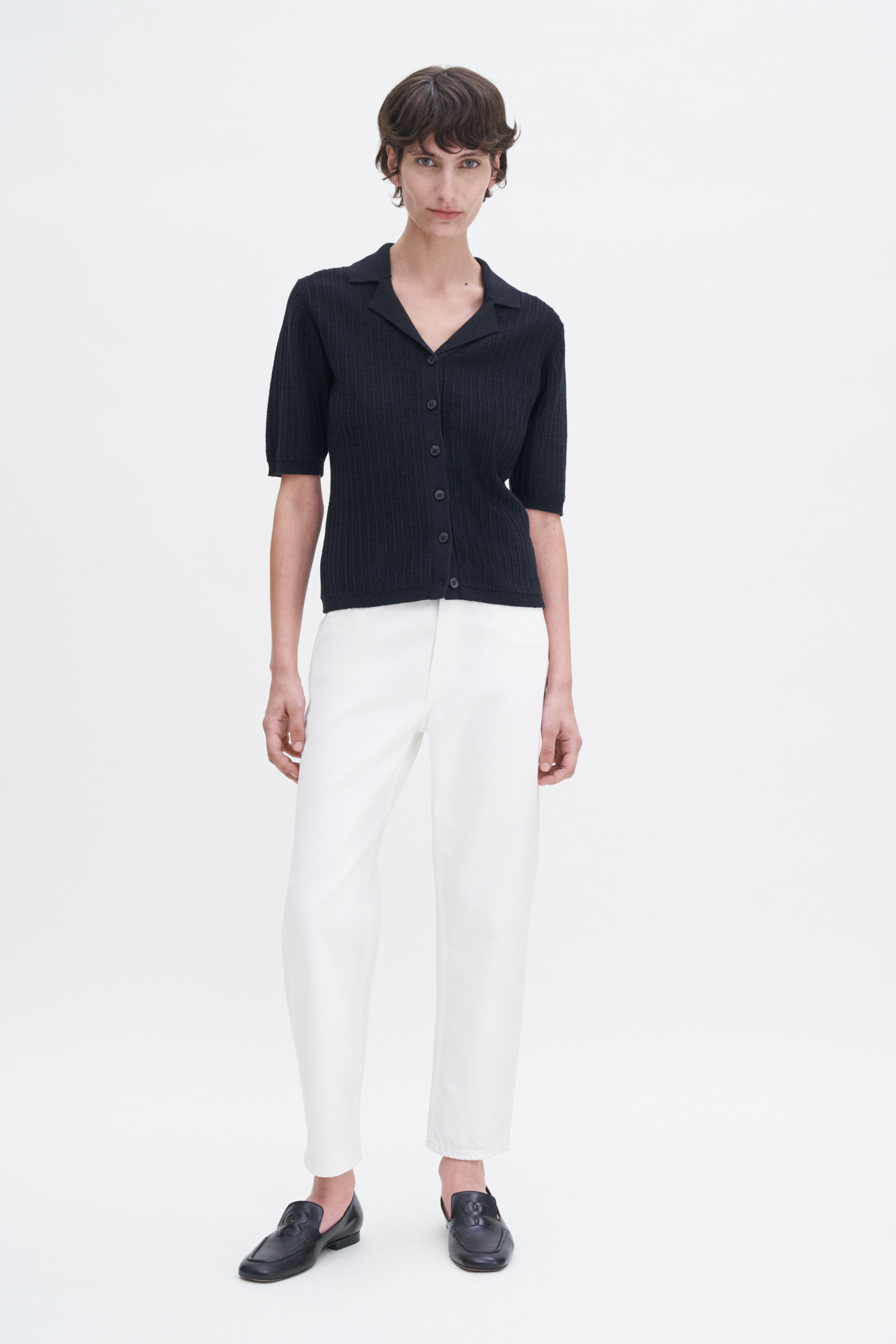 Filippa K Shortsleeve Collar Cardigan Clothing In Black