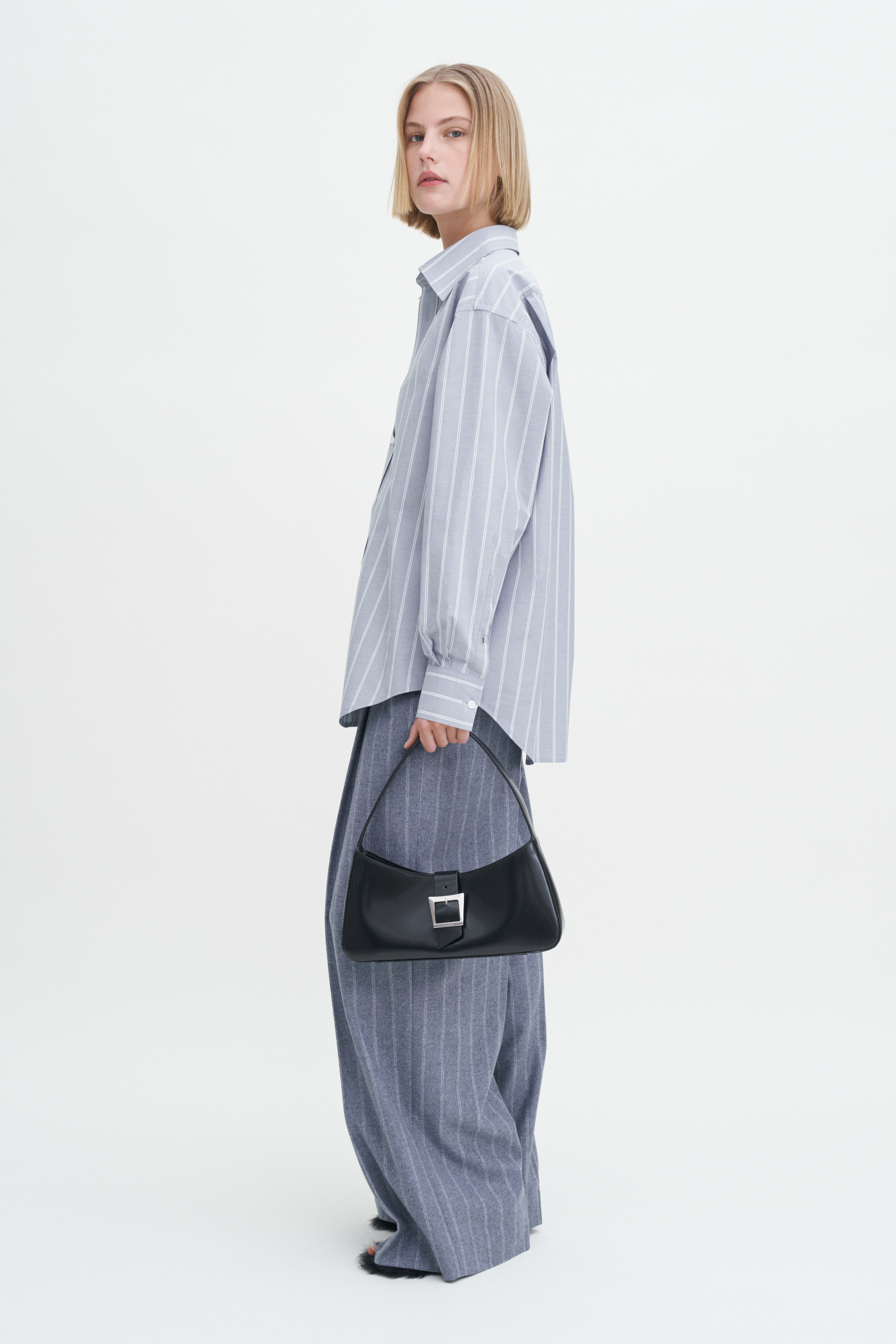 Filippa K Cotton Chambray Shirt In Stripes,prints