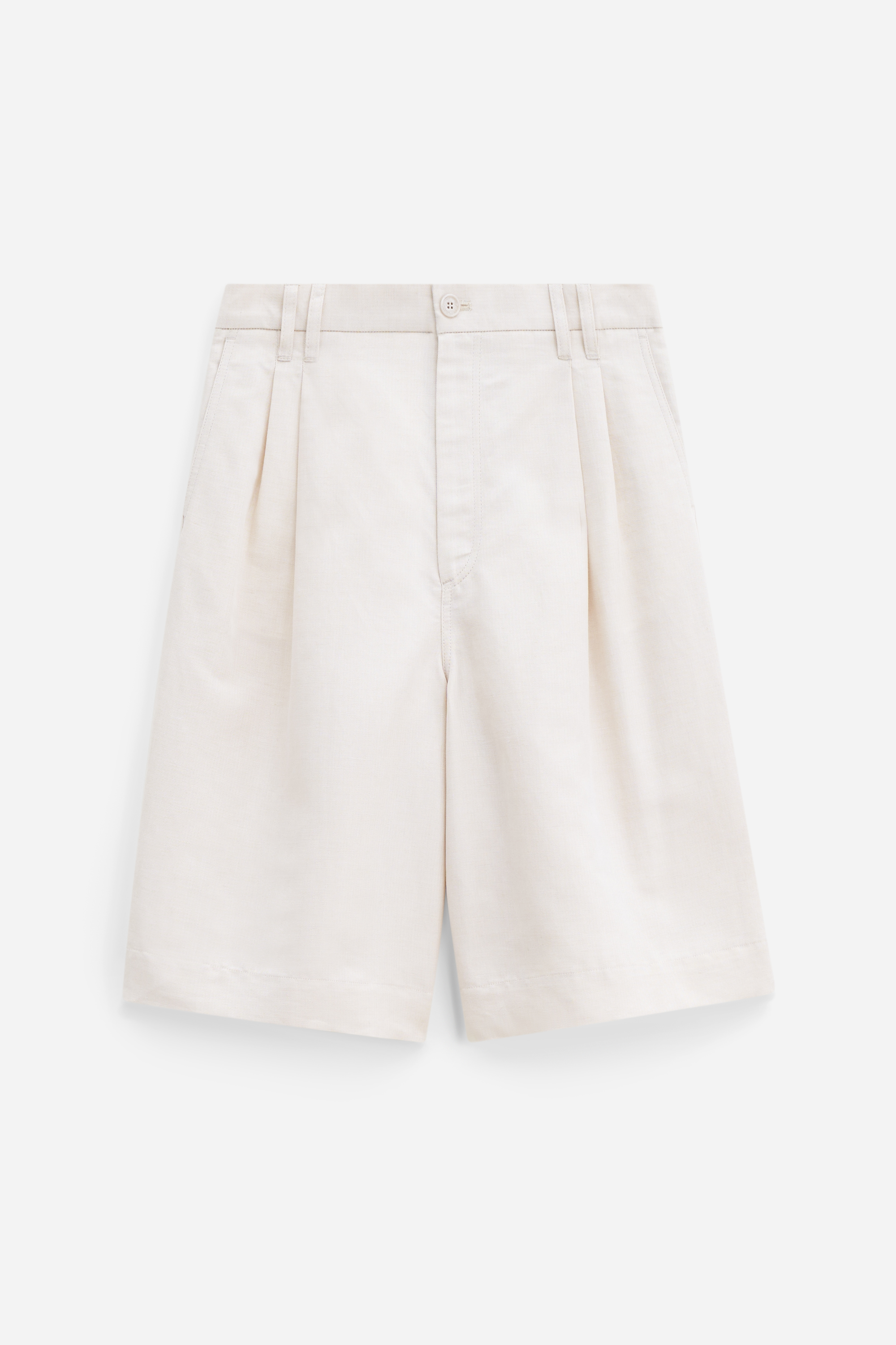 Filippa K Relaxed Pleated Cotton Linen Shorts In White
