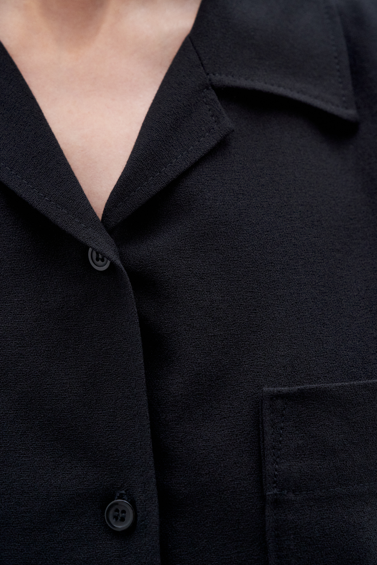 Shop Filippa K Re:sourced Crepe Cropped Shirt In Black