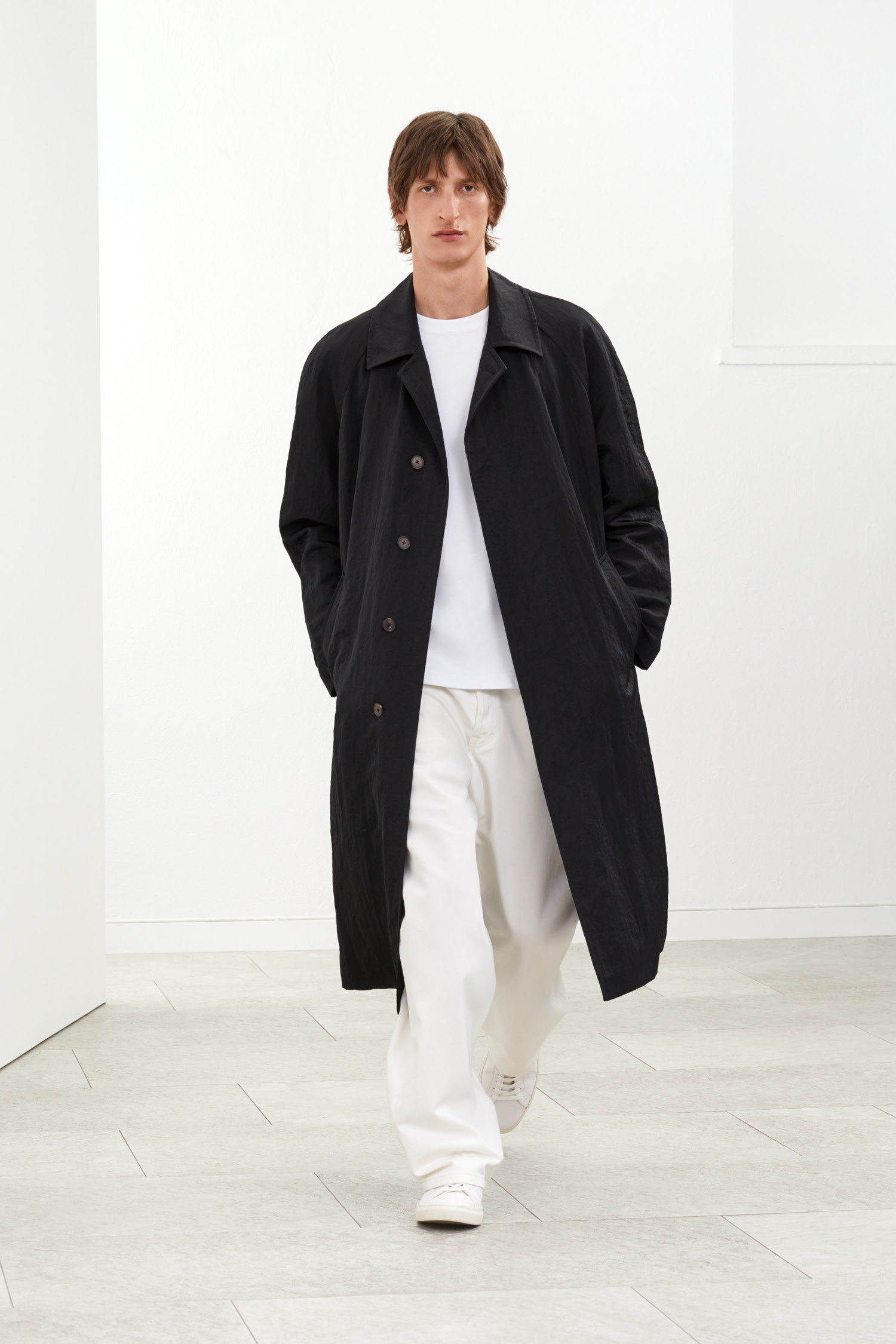 Filippa K Nylon Gabardine Car Coat In Black