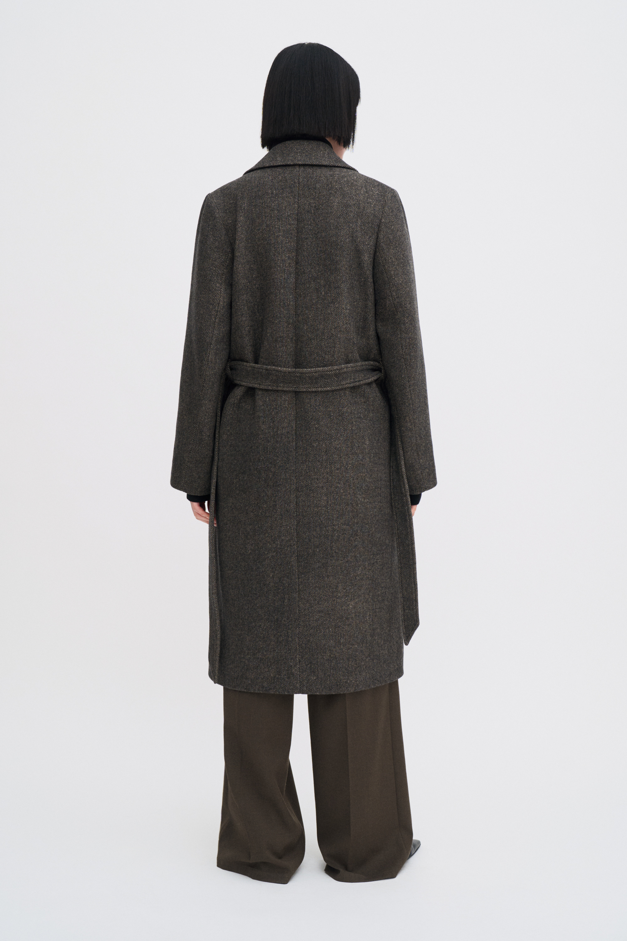 Filippa K Charlotte Twill Belted Coat In Brown