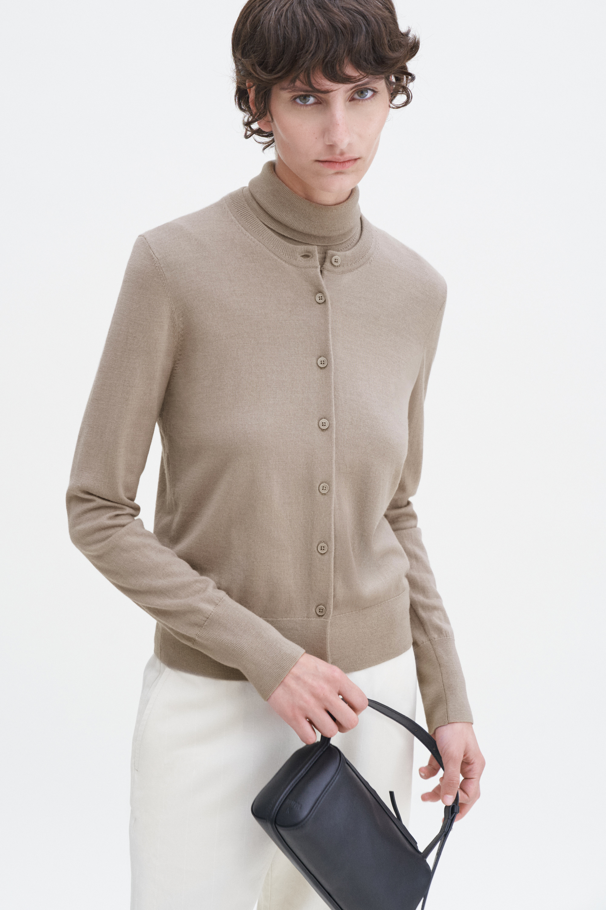 Shop Filippa K Merino Short Cardigan In Grey