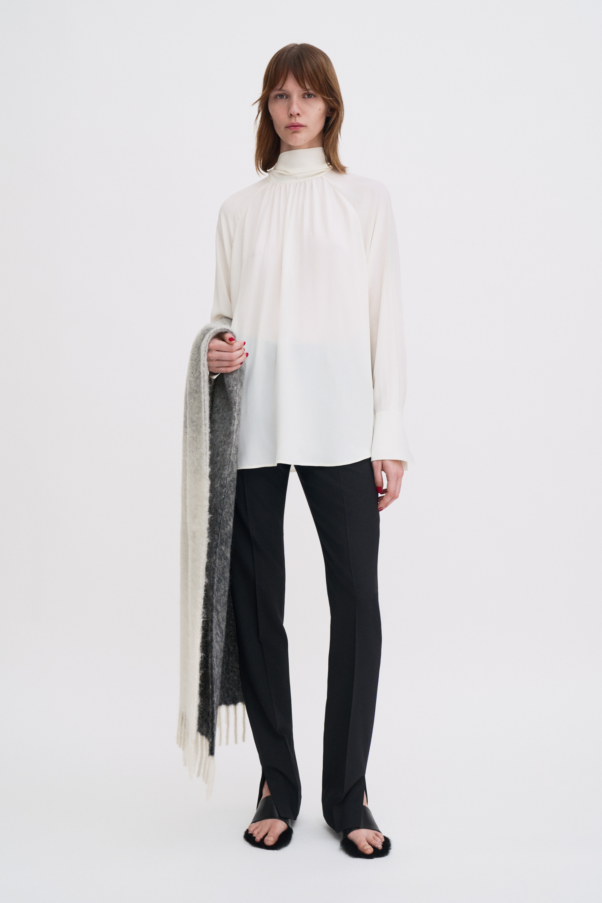 Filippa K Tie Neck Blouse In White
