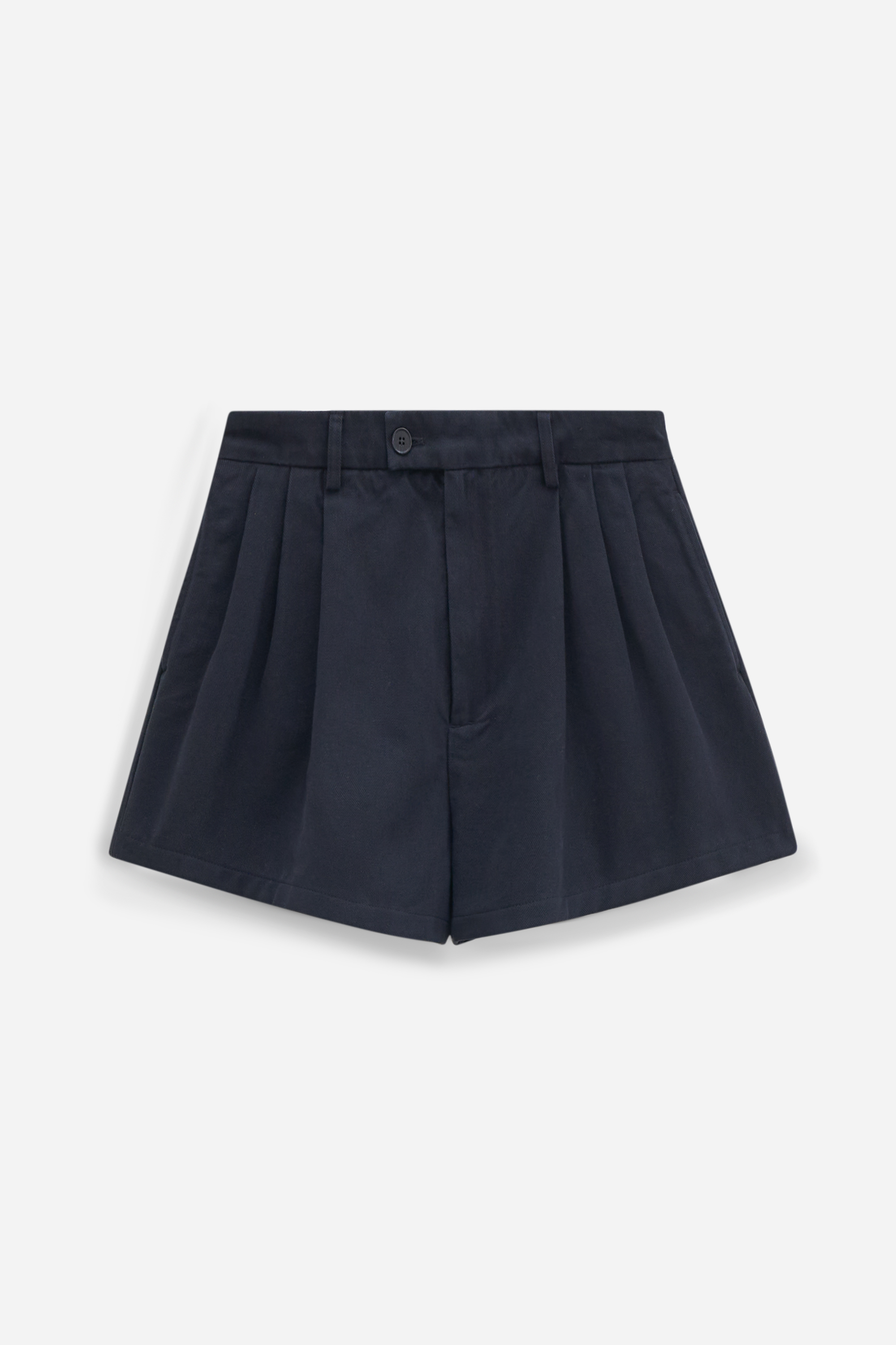 Filippa K High Waist Pleated Cotton Shorts In Black