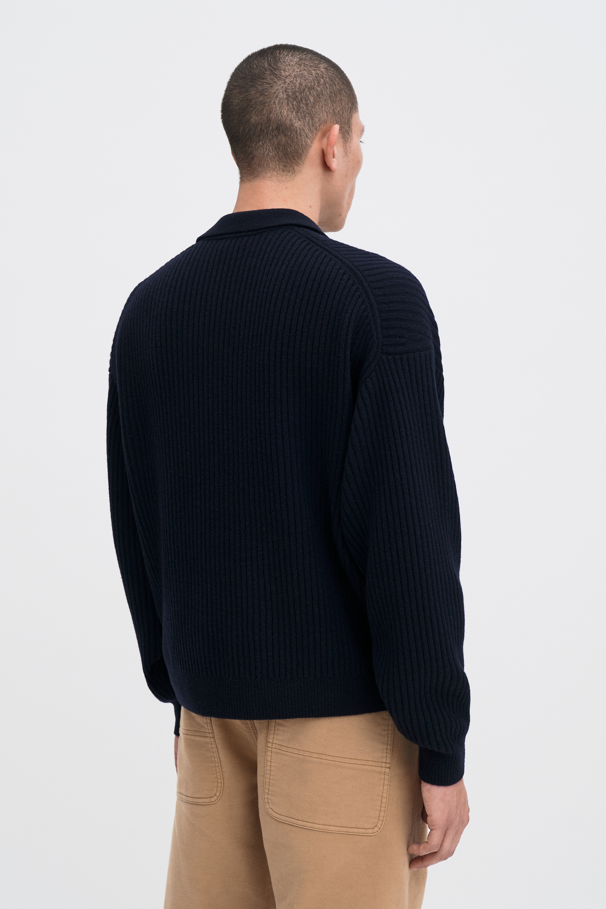 Filippa K Ribbed Wool Polo Shirt In Blue