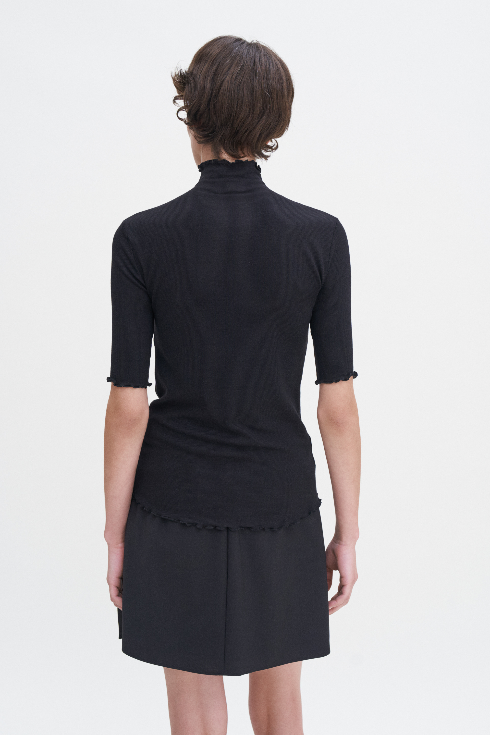 Shop Filippa K Rib Mock Neck Tee In Black