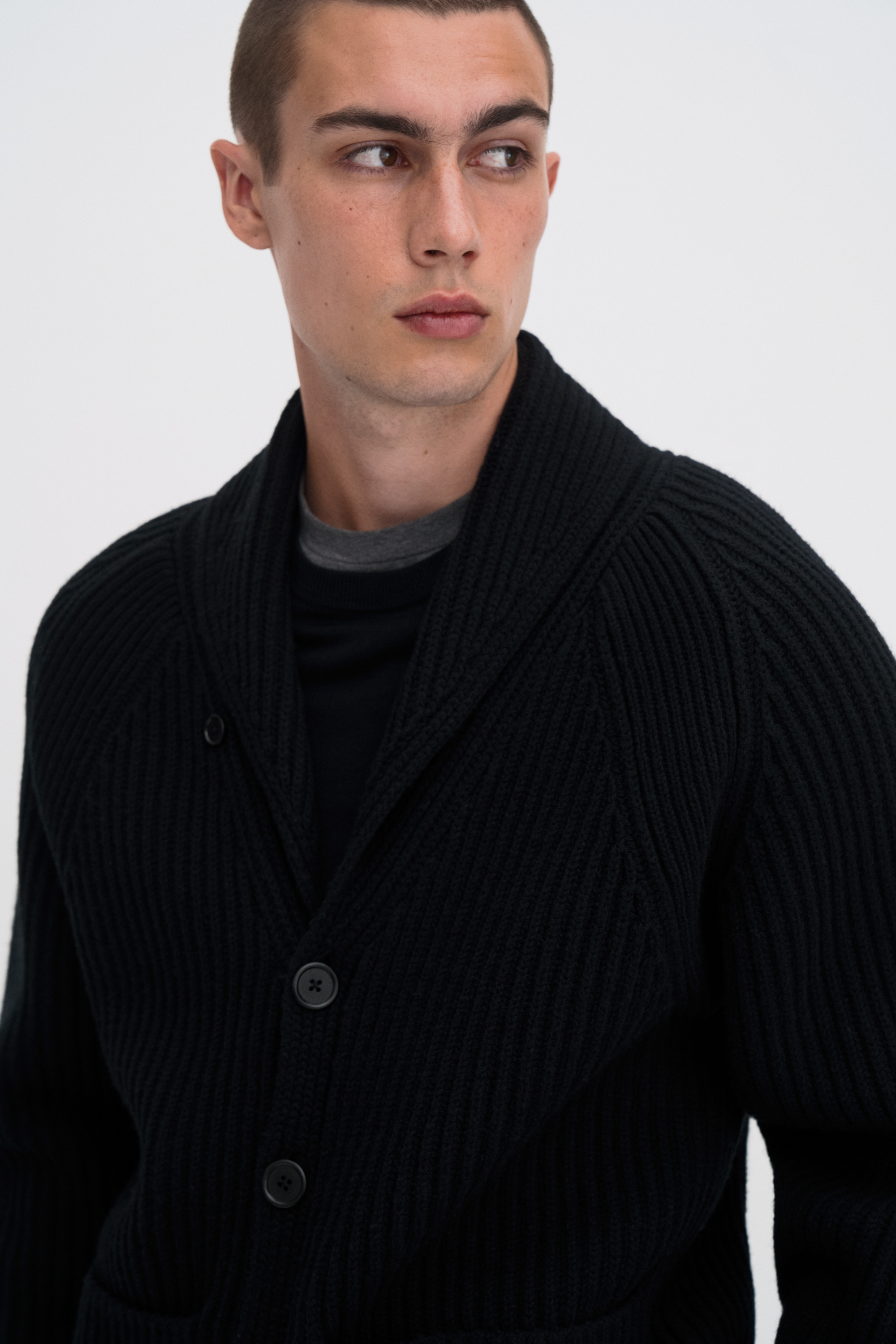 Filippa K Shawl Collar Wool Cardigan In Black