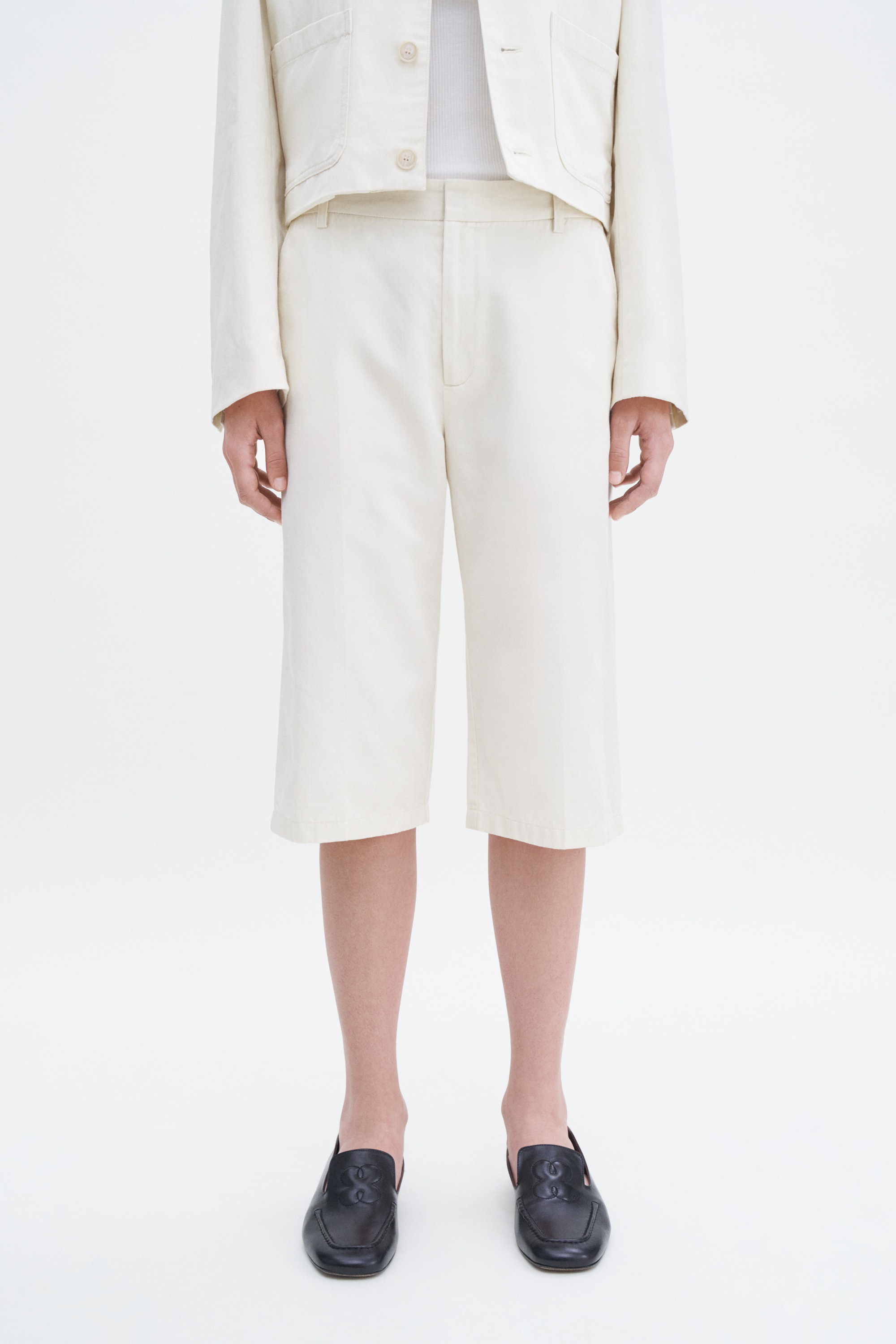 Shop Filippa K Straight Cotton Linen Shorts In Stripes,prints