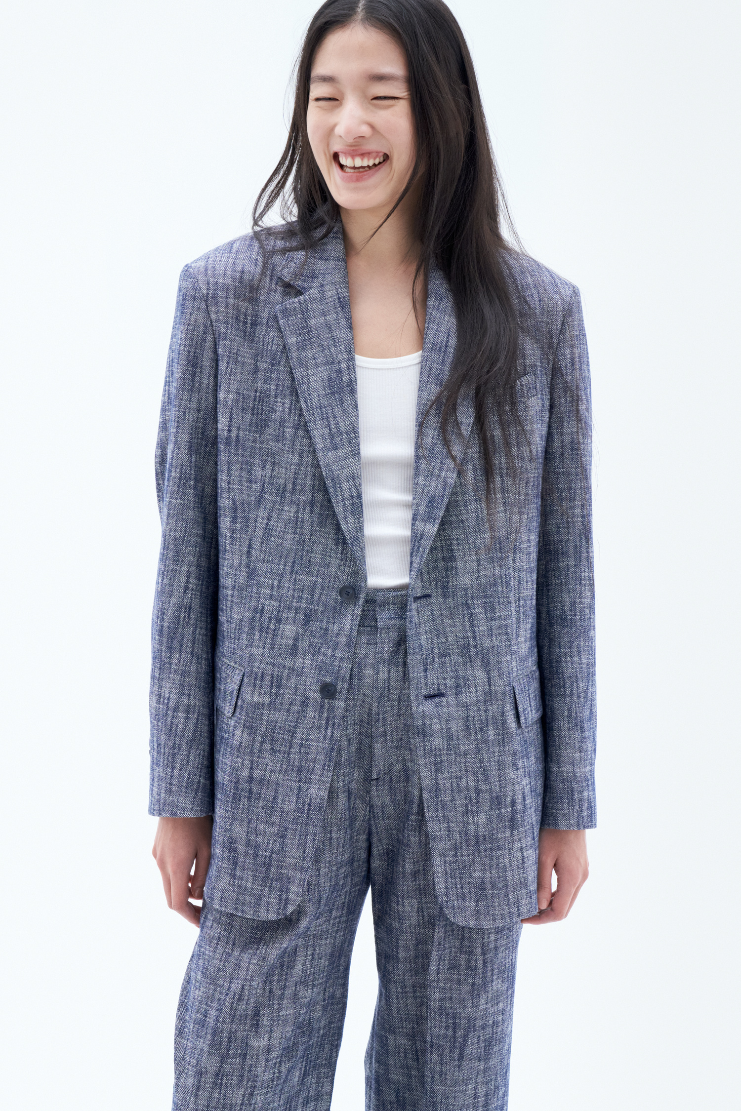 Shop Filippa K Davina Textured Blazer In Blue