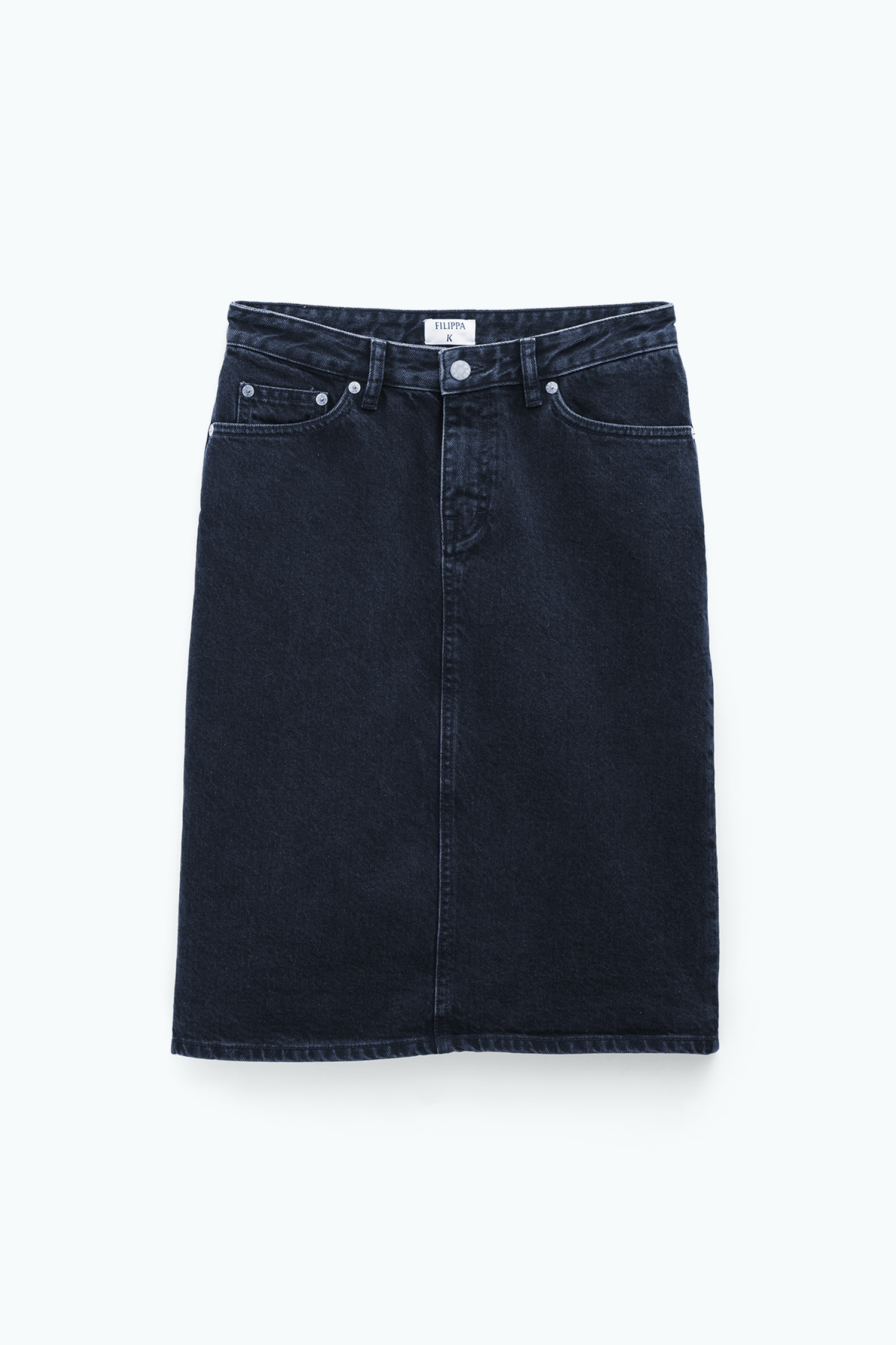 Shop Filippa K Denim Midi Skirt In Black