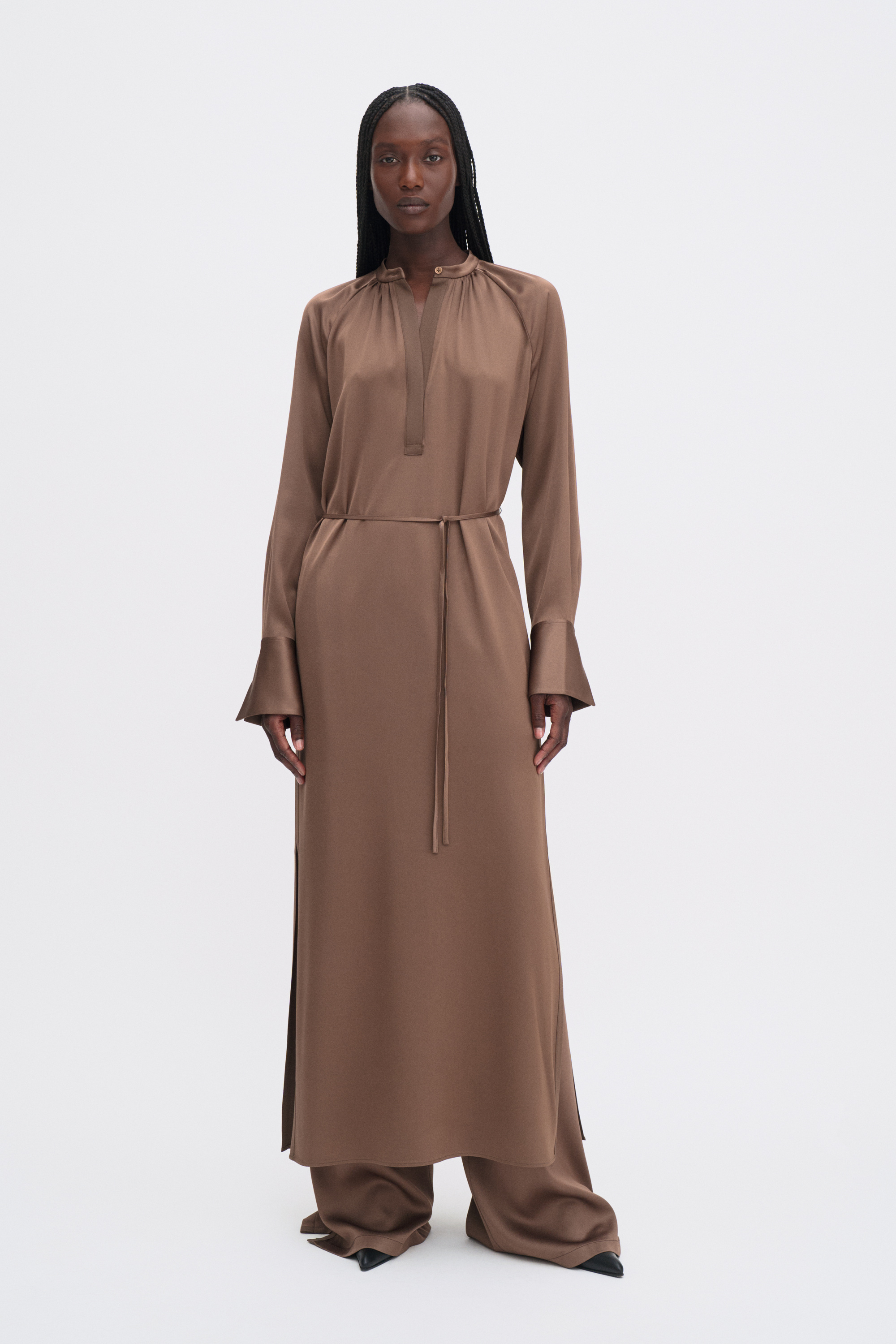 Filippa K Gathered Raglan Dress In Brown