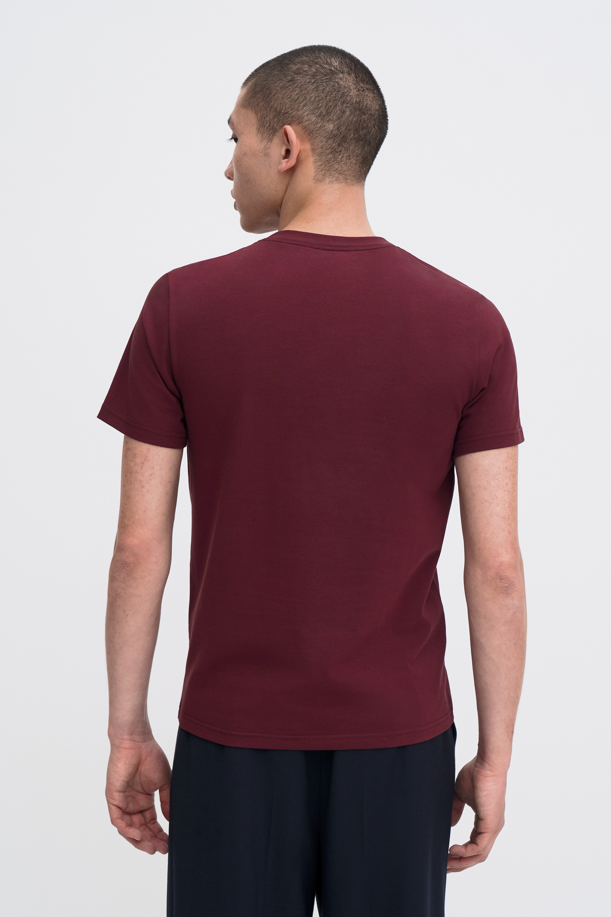 Filippa K Stretch Cotton Tee In Burgundy