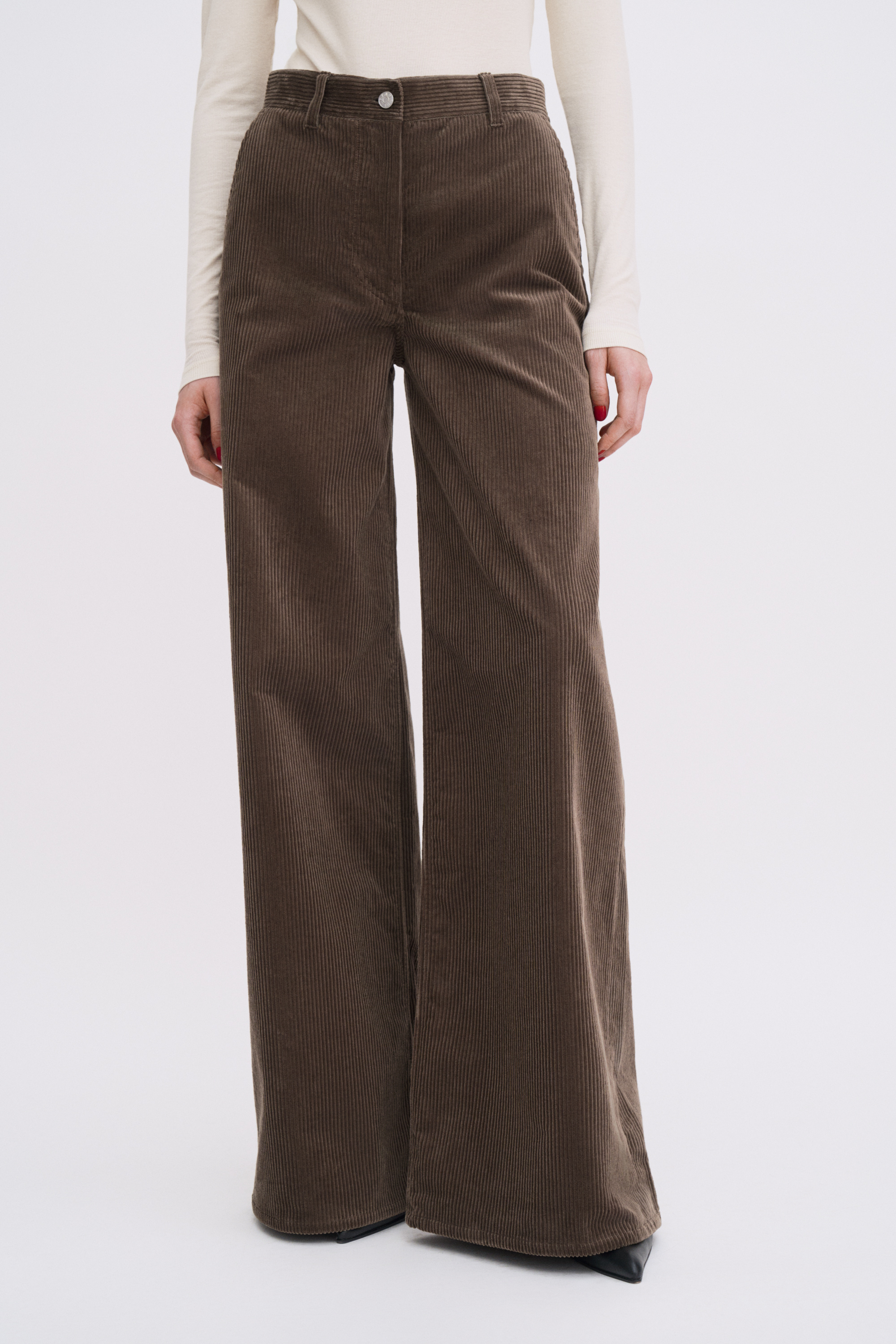 Filippa K Wide Leg Corduroy Trousers In Brown