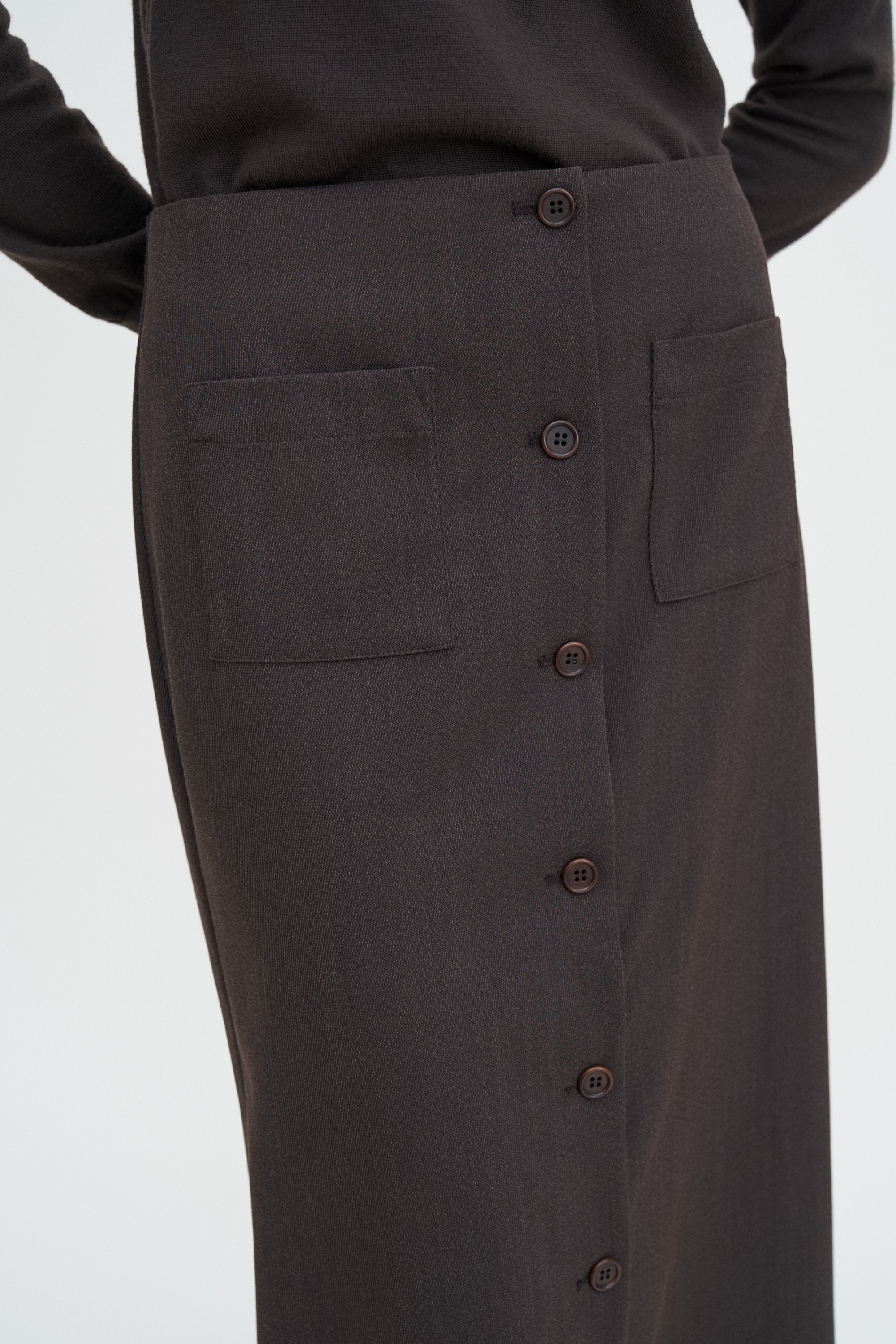Shop Filippa K Buttoned Pencil Skirt In Brown