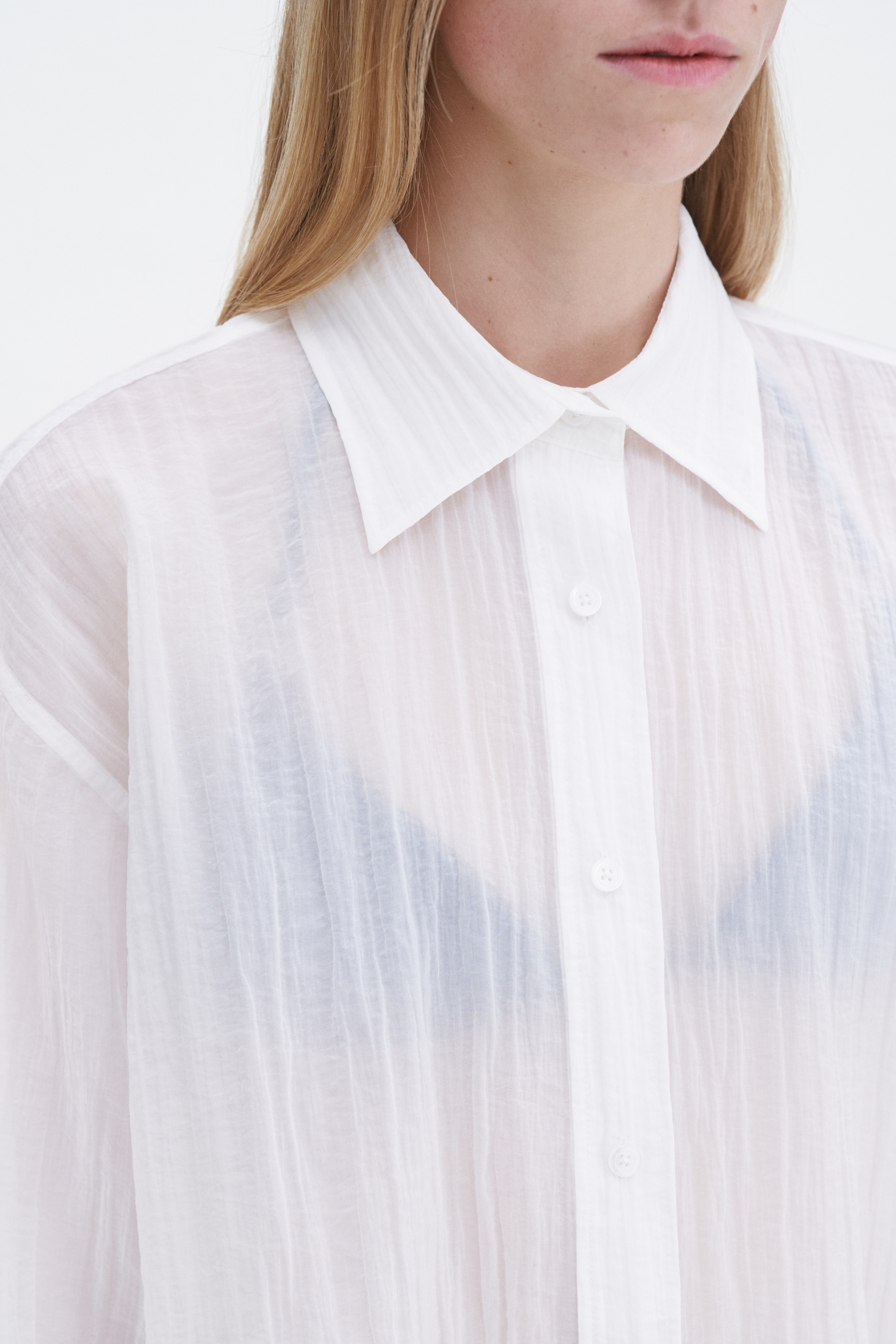 Shop Filippa K Short Sleeve Crinkle Shirt In White