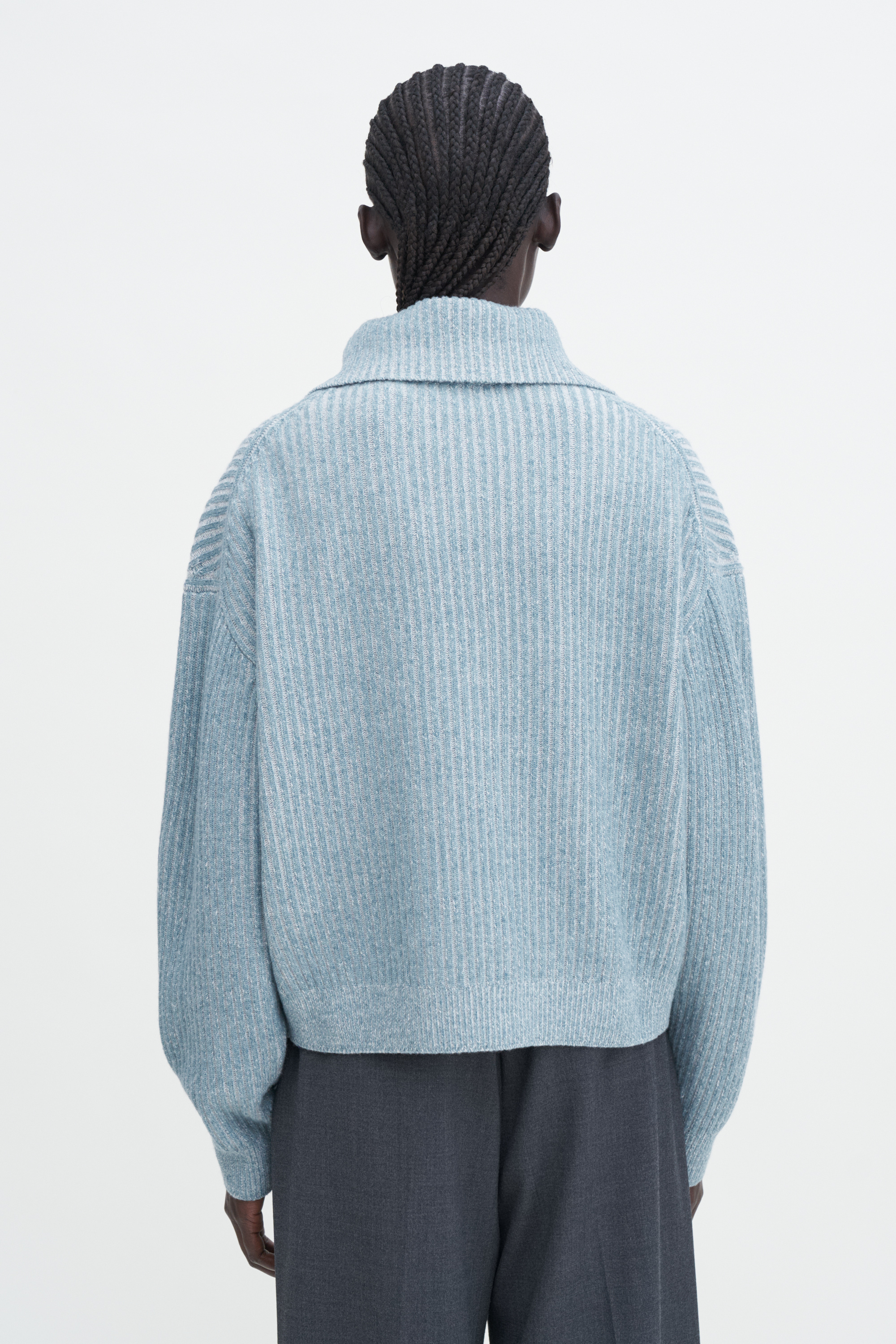 Filippa K Ribbed Collar Sweater In Blue