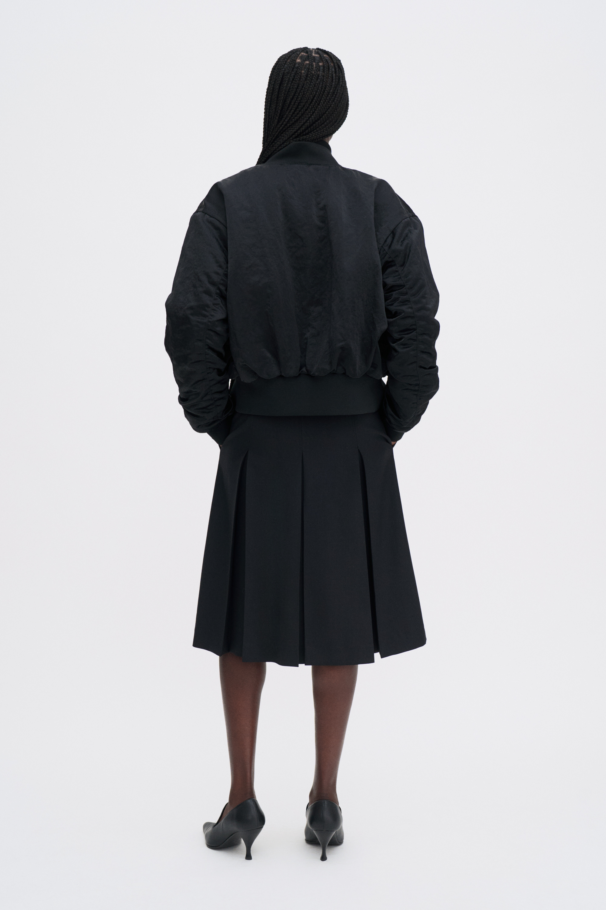 Filippa K Pleated Wool Skirt In Black