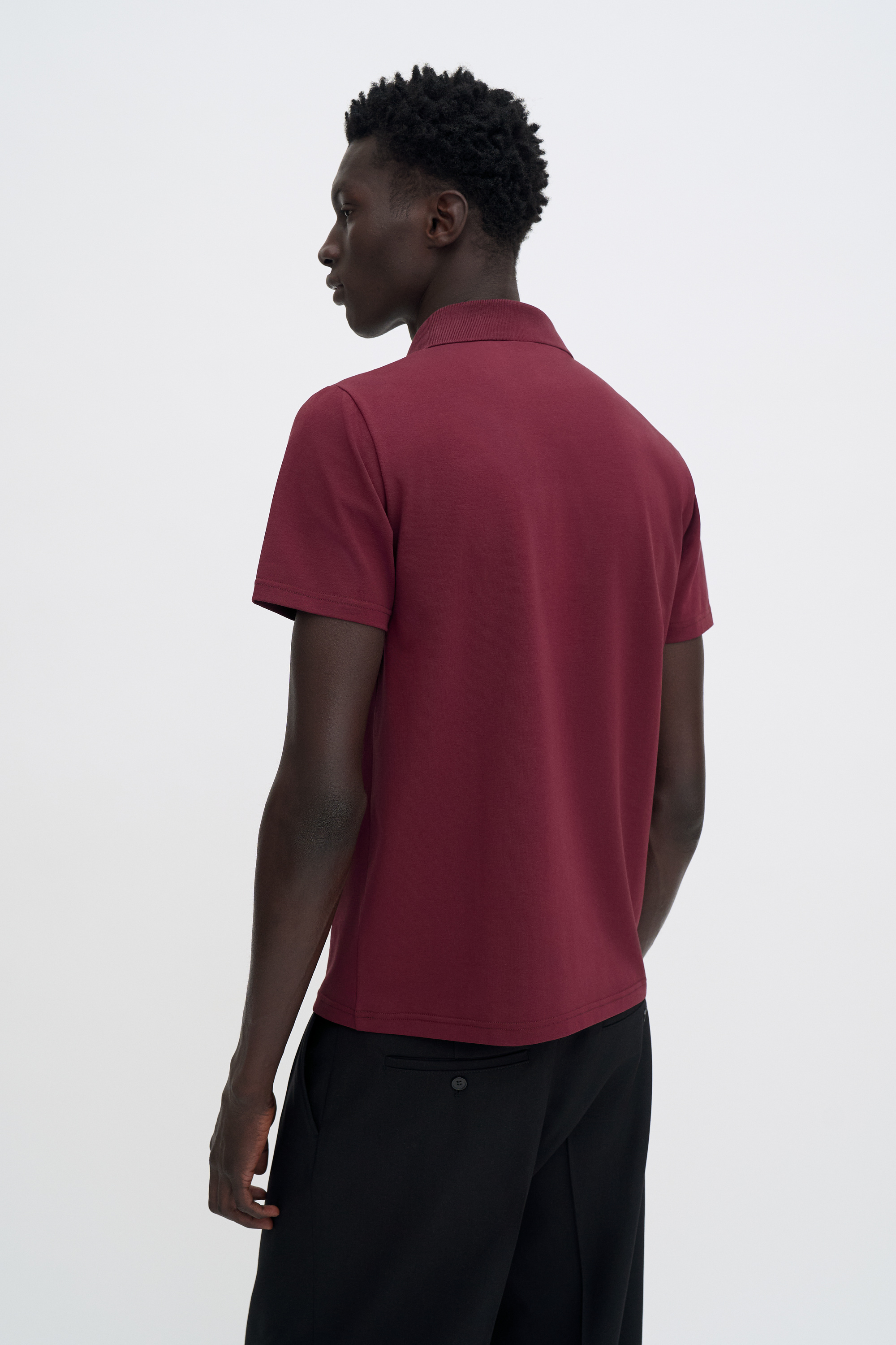 Filippa K Stretch Cotton Polo T-shirt In Burgundy
