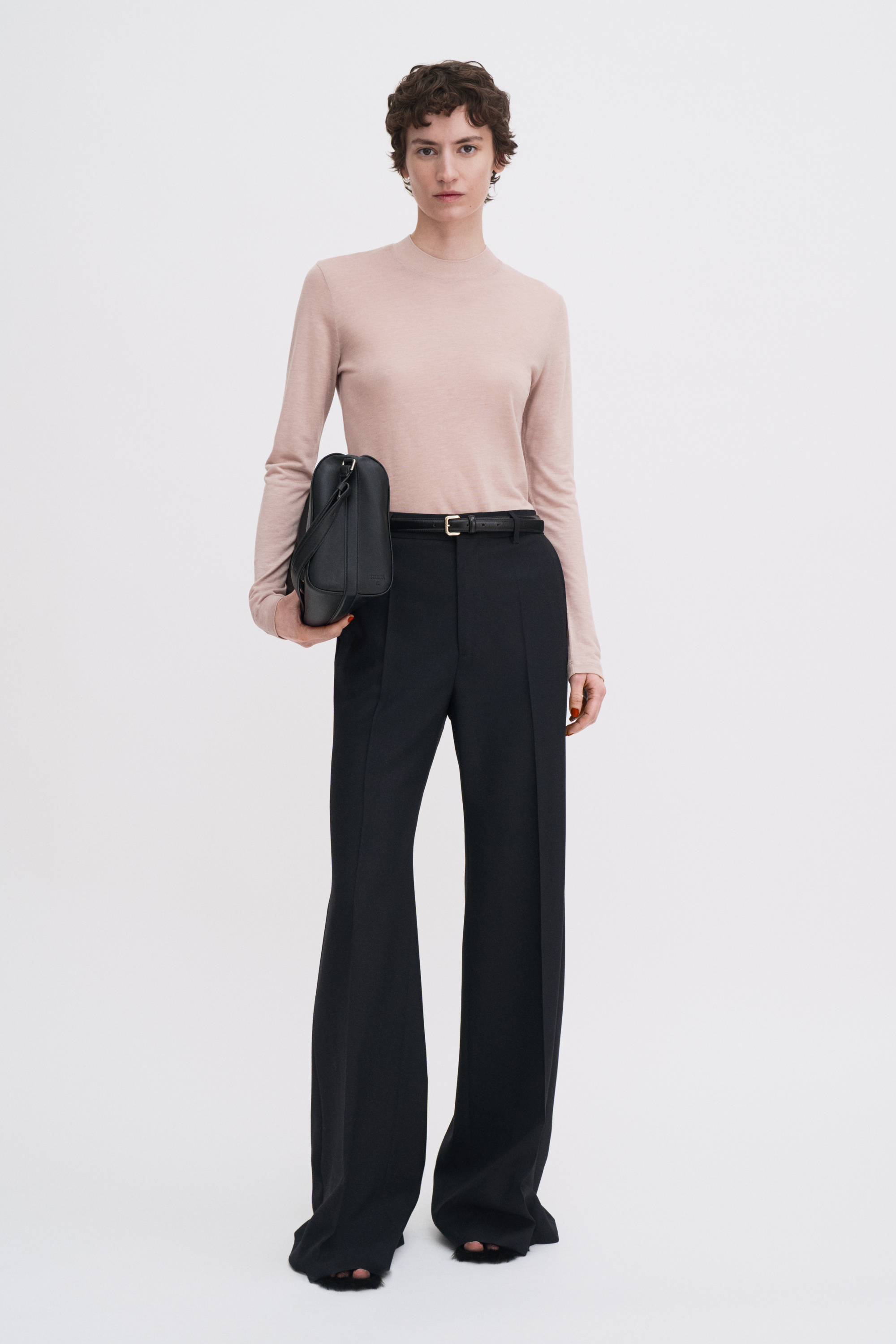Filippa K Lyocell Cashmere Mock Neck Top In Pink