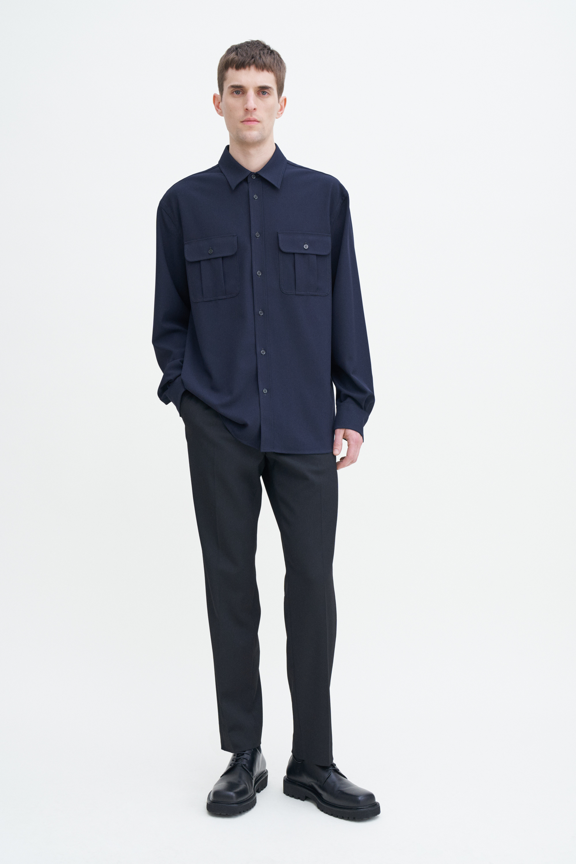 Filippa K Relaxed Patch Pocket Shirt In Blue