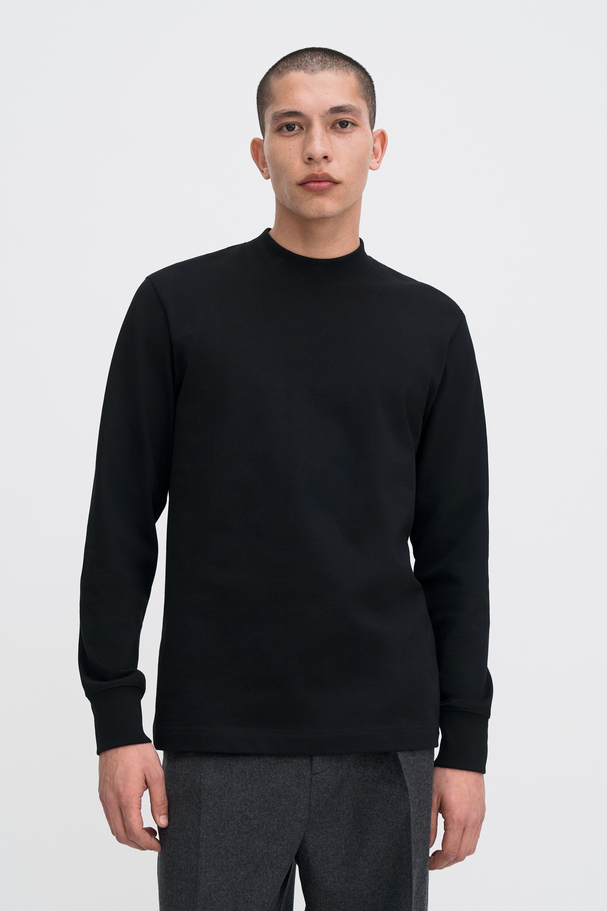 Filippa K Heavy Cotton Mock Neck Shirt In Black