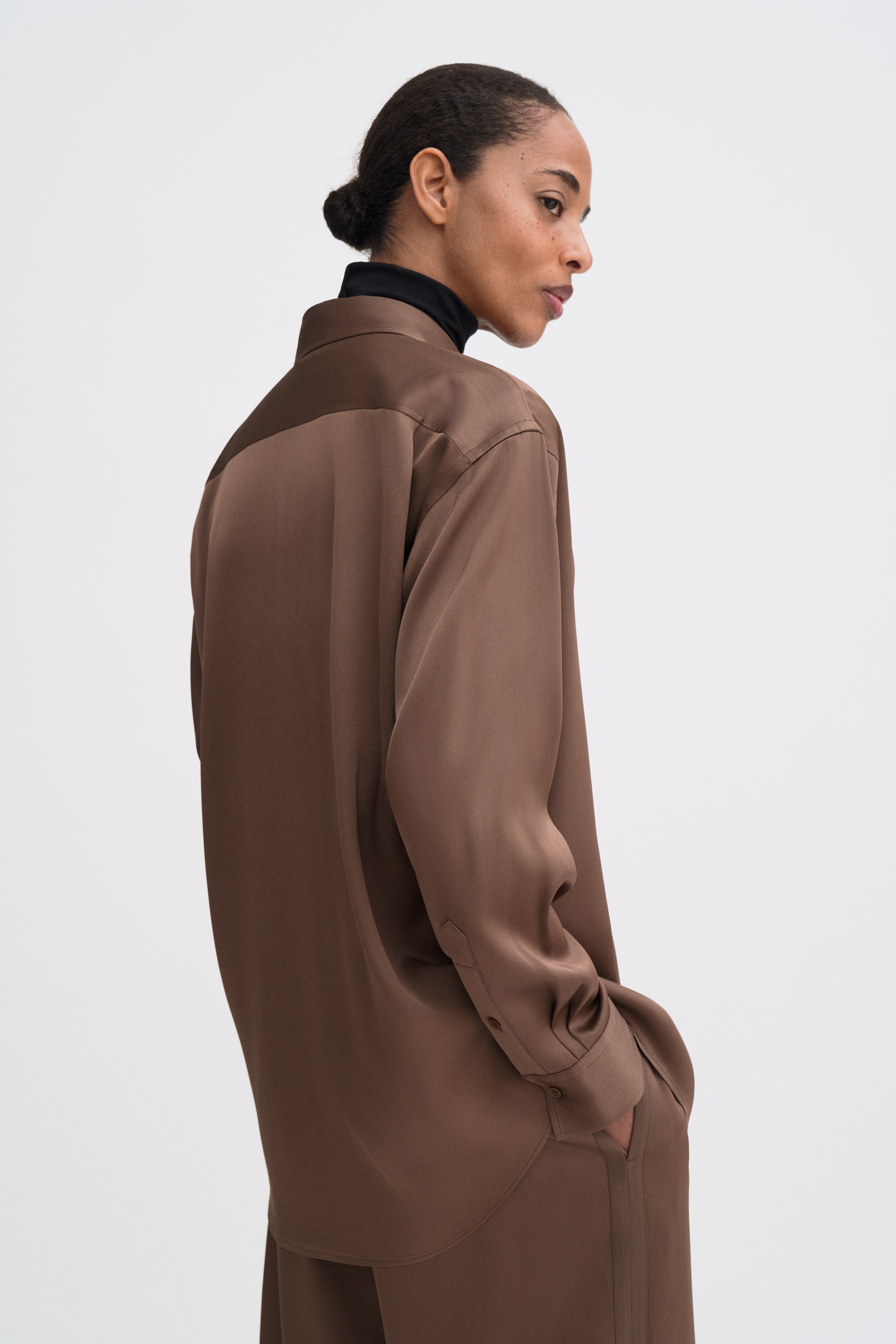 Filippa K Satin Shirt In Brown